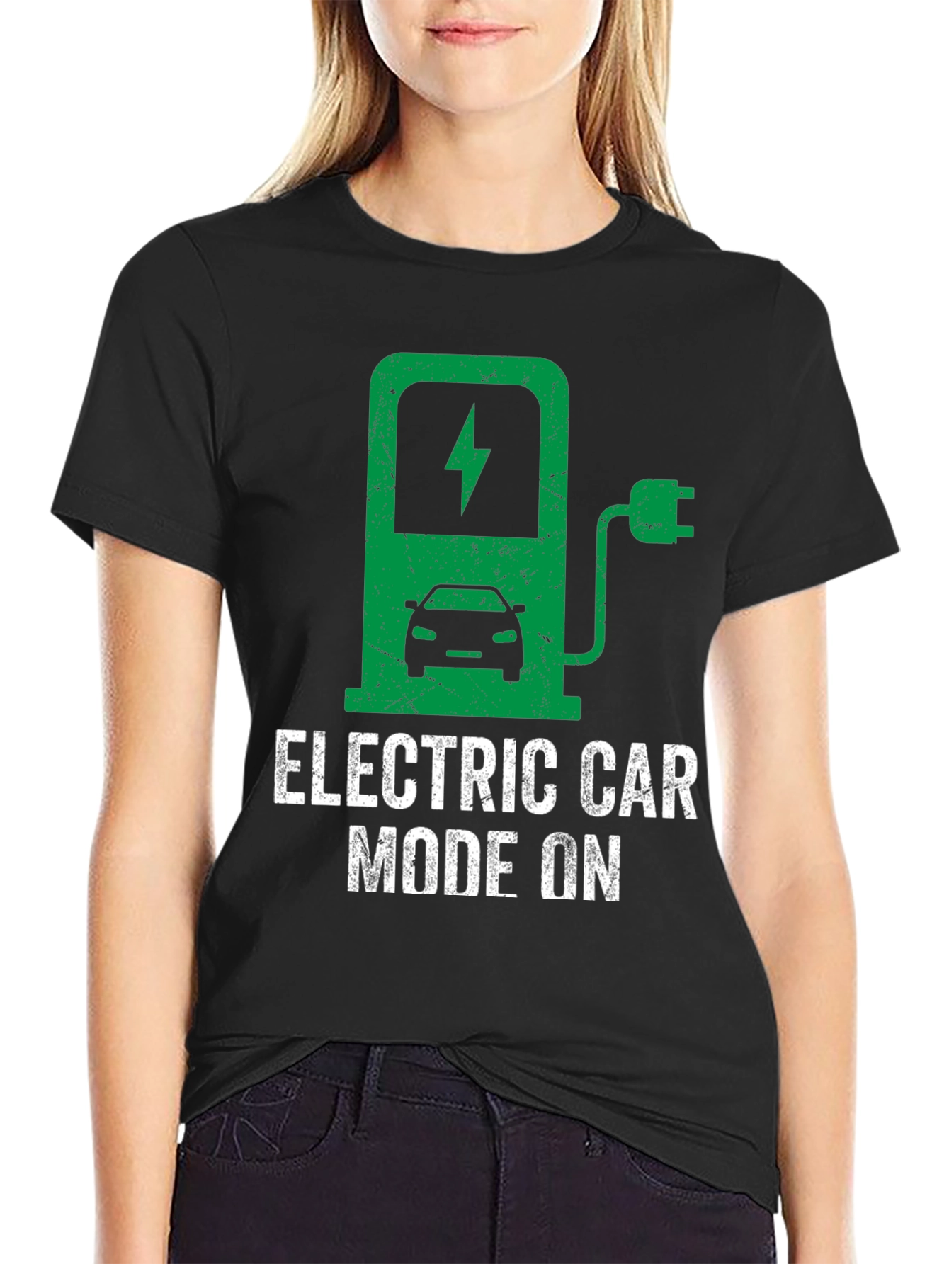 Electric Car Mode On T-Shirt - Green Energy Tee