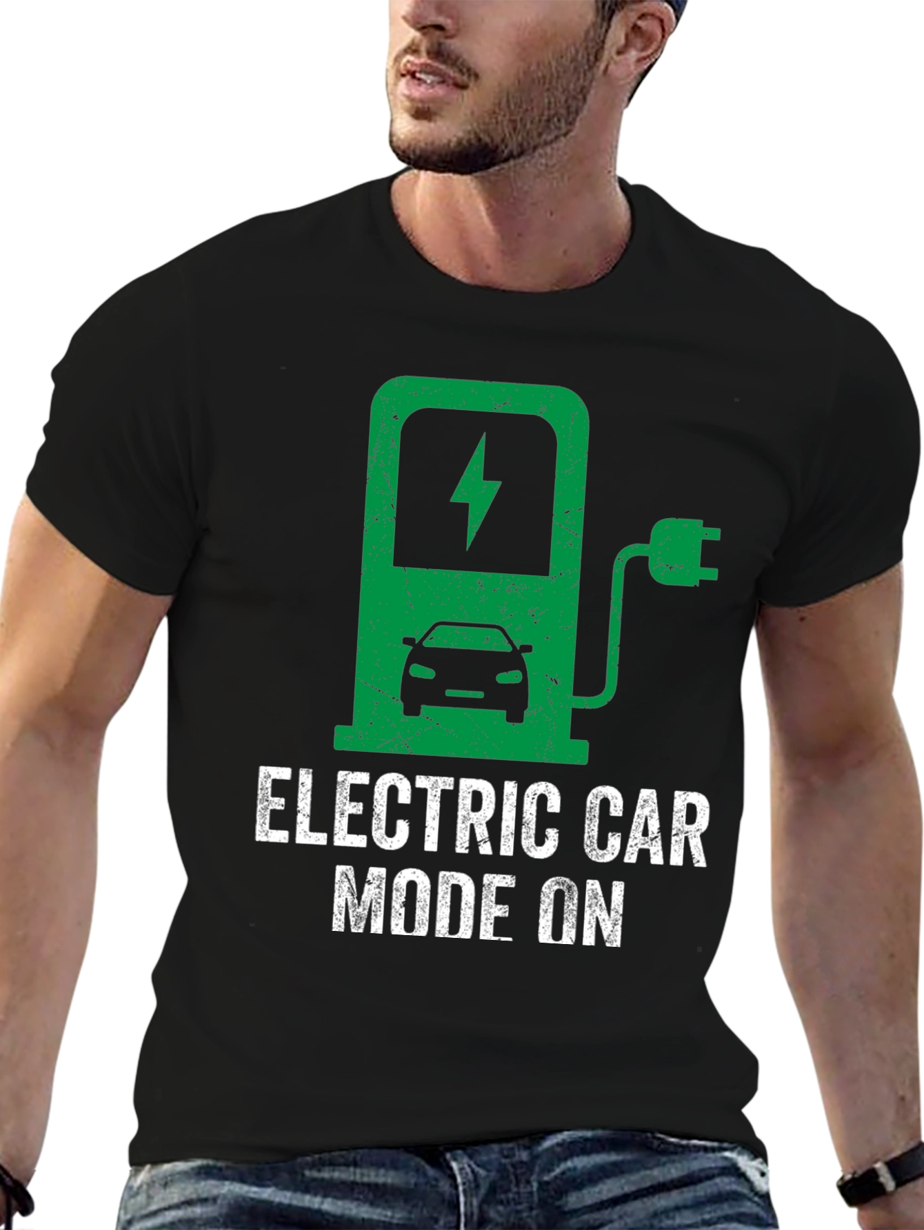 Electric Car Mode On T-Shirt - Green Energy Tee
