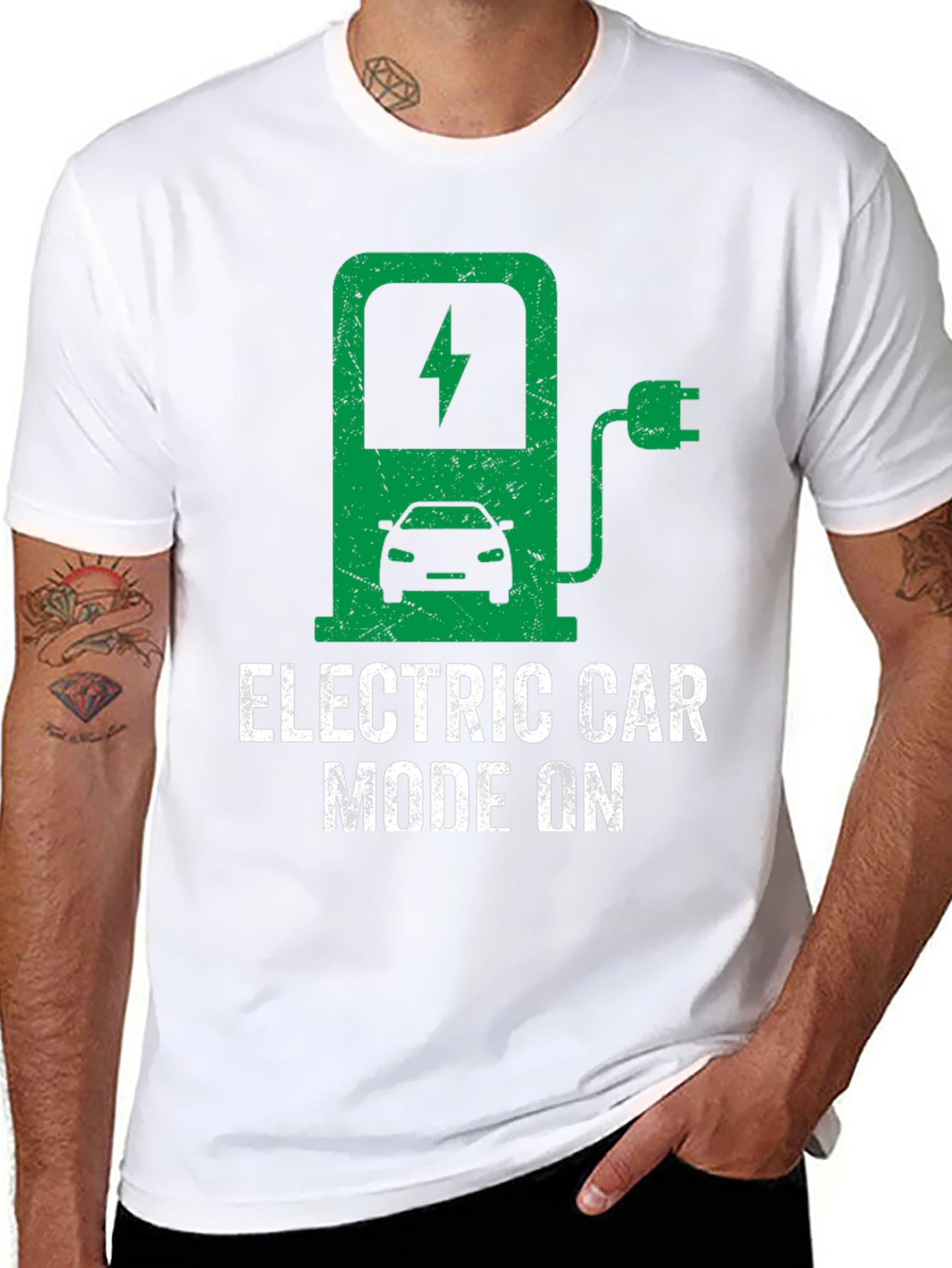 Electric Car Mode On T-Shirt - Green Energy Tee
