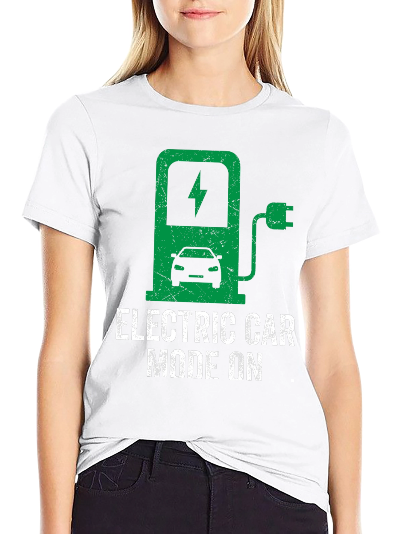 Electric Car Mode On T-Shirt - Green Energy Tee