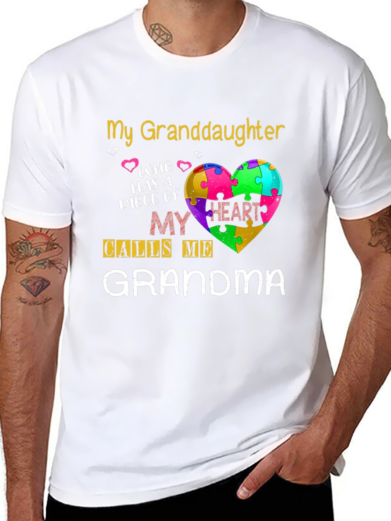 Granddaughter Grandma Puzzle Heart T-Shirt