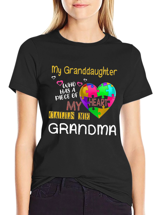 Granddaughter Grandma Puzzle Heart T-Shirt