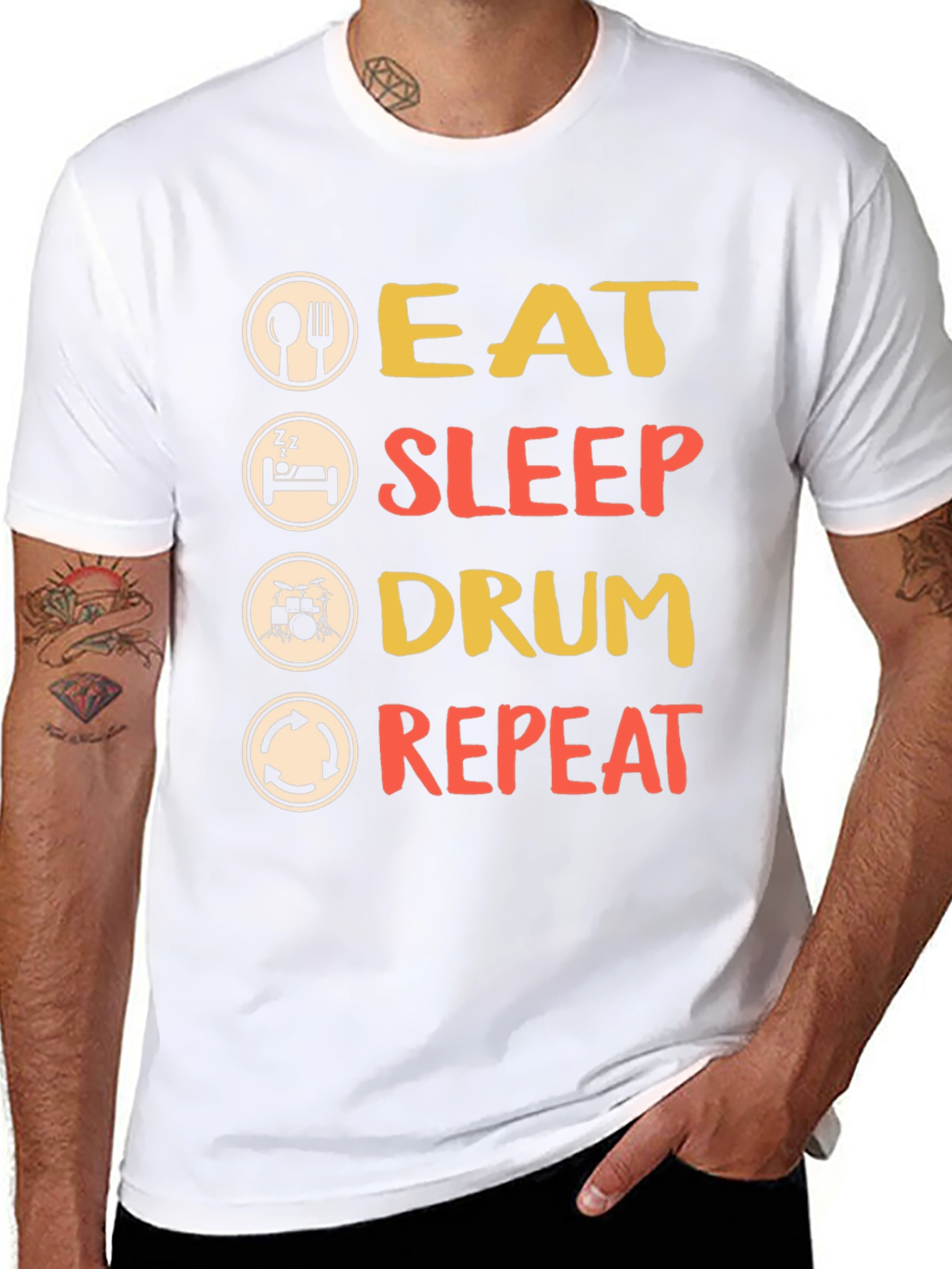Eat Sleep Drum Repeat T-Shirt - Musician Tee
