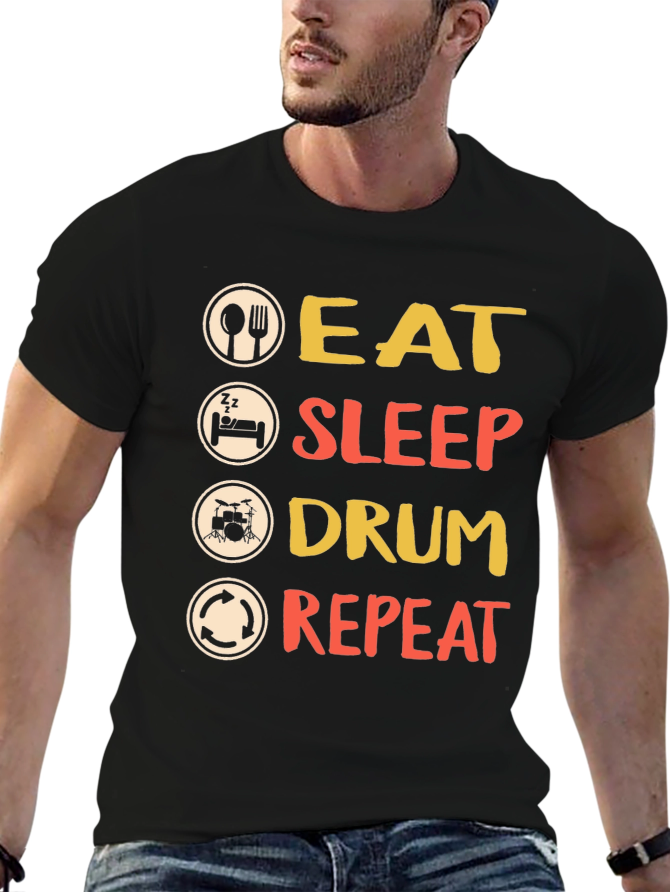 Eat Sleep Drum Repeat T-Shirt - Musician Tee