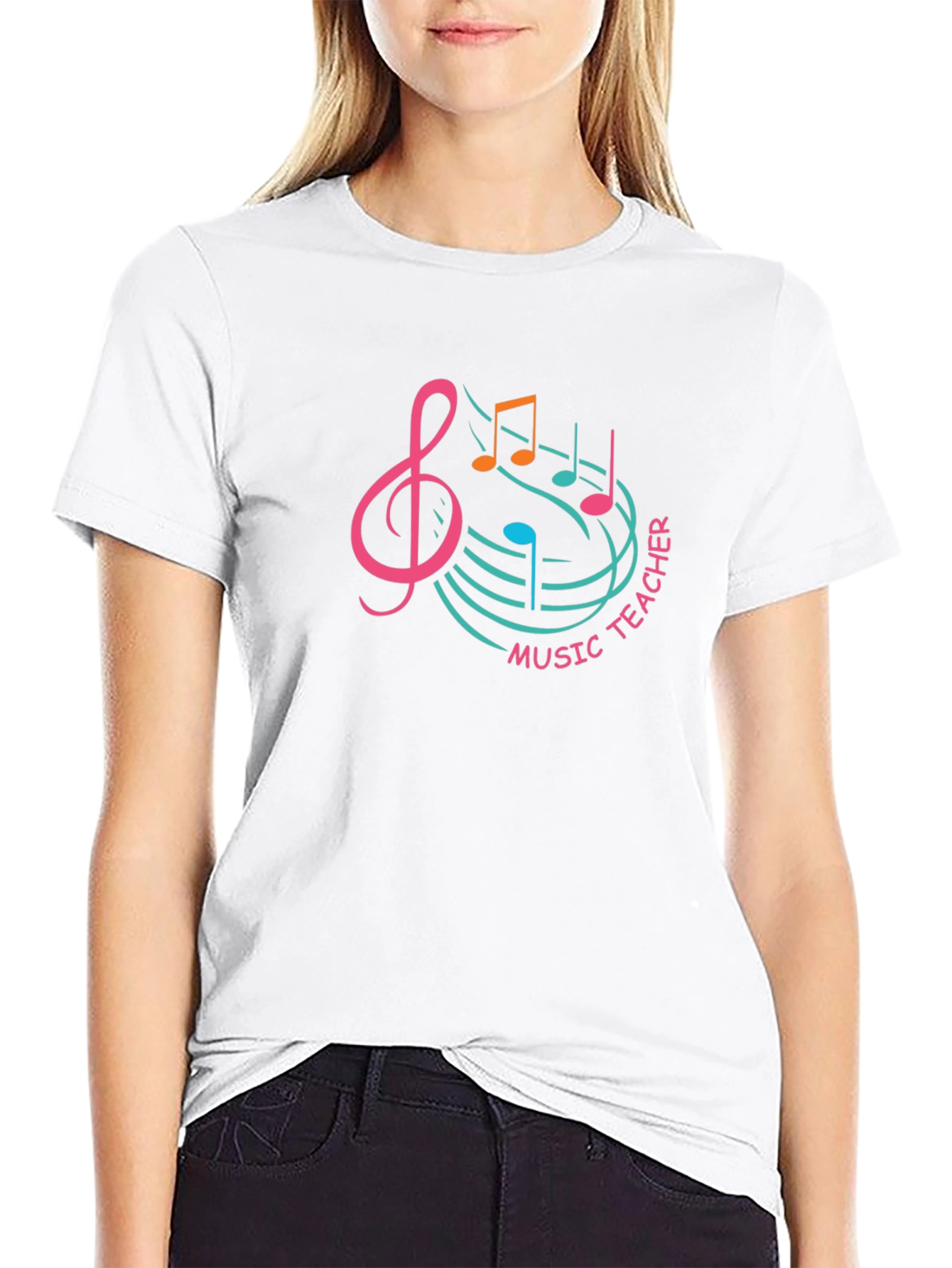 Music Teacher Tee - Treble Clef & Notes Design