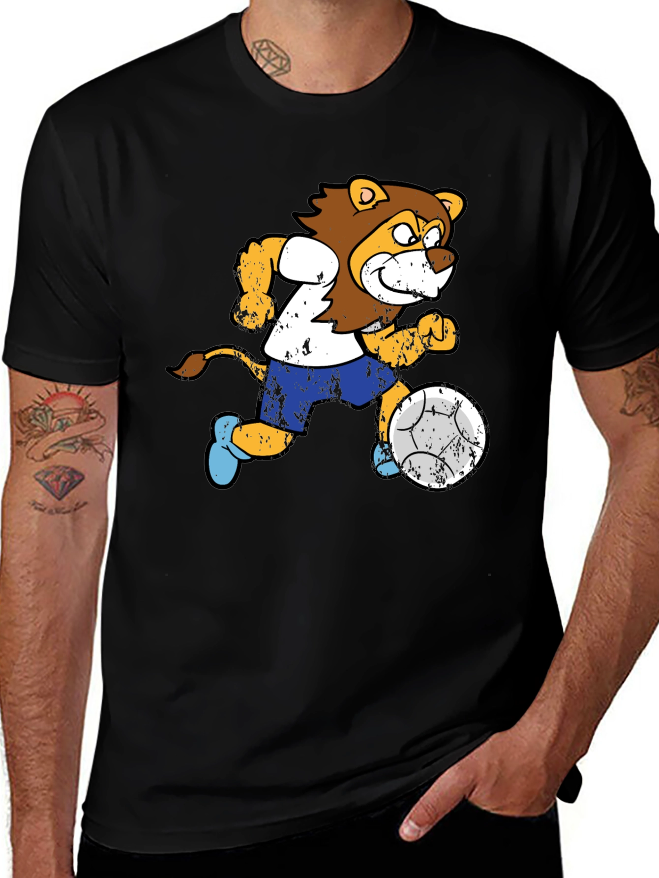 Lion Soccer Player Graphic T-Shirt