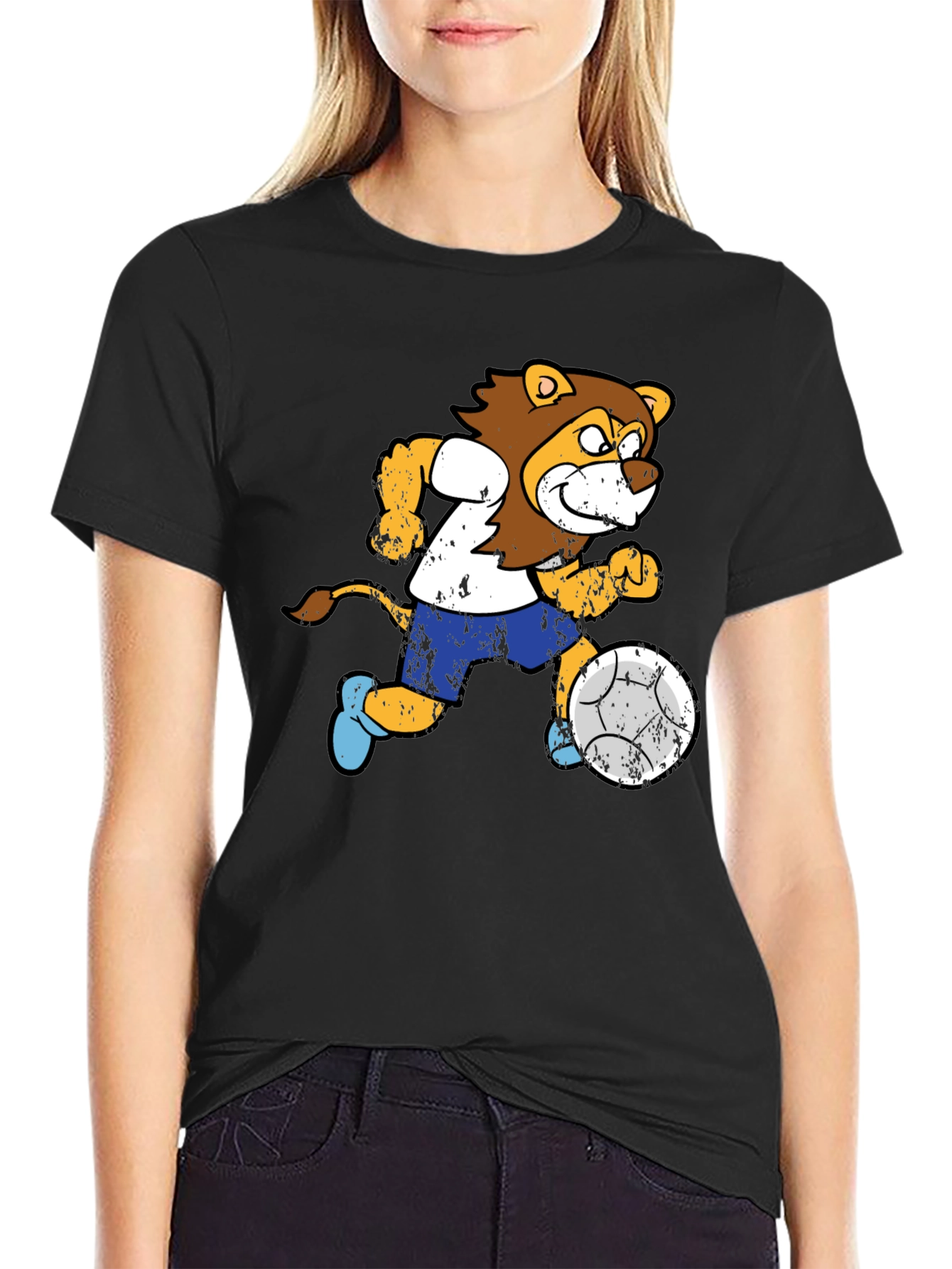 Lion Soccer Player Graphic T-Shirt