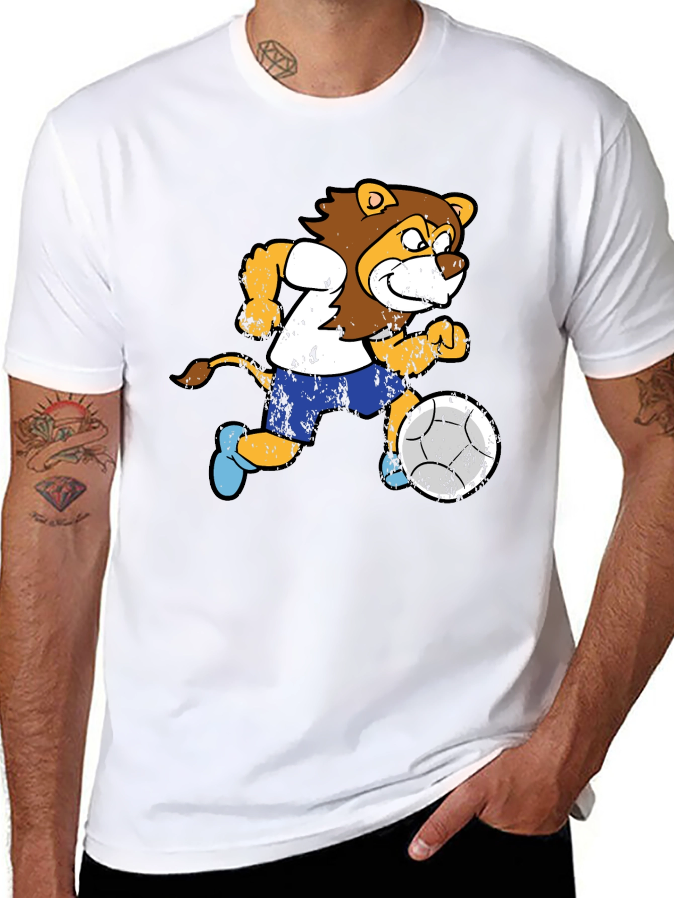 Lion Soccer Player Graphic T-Shirt