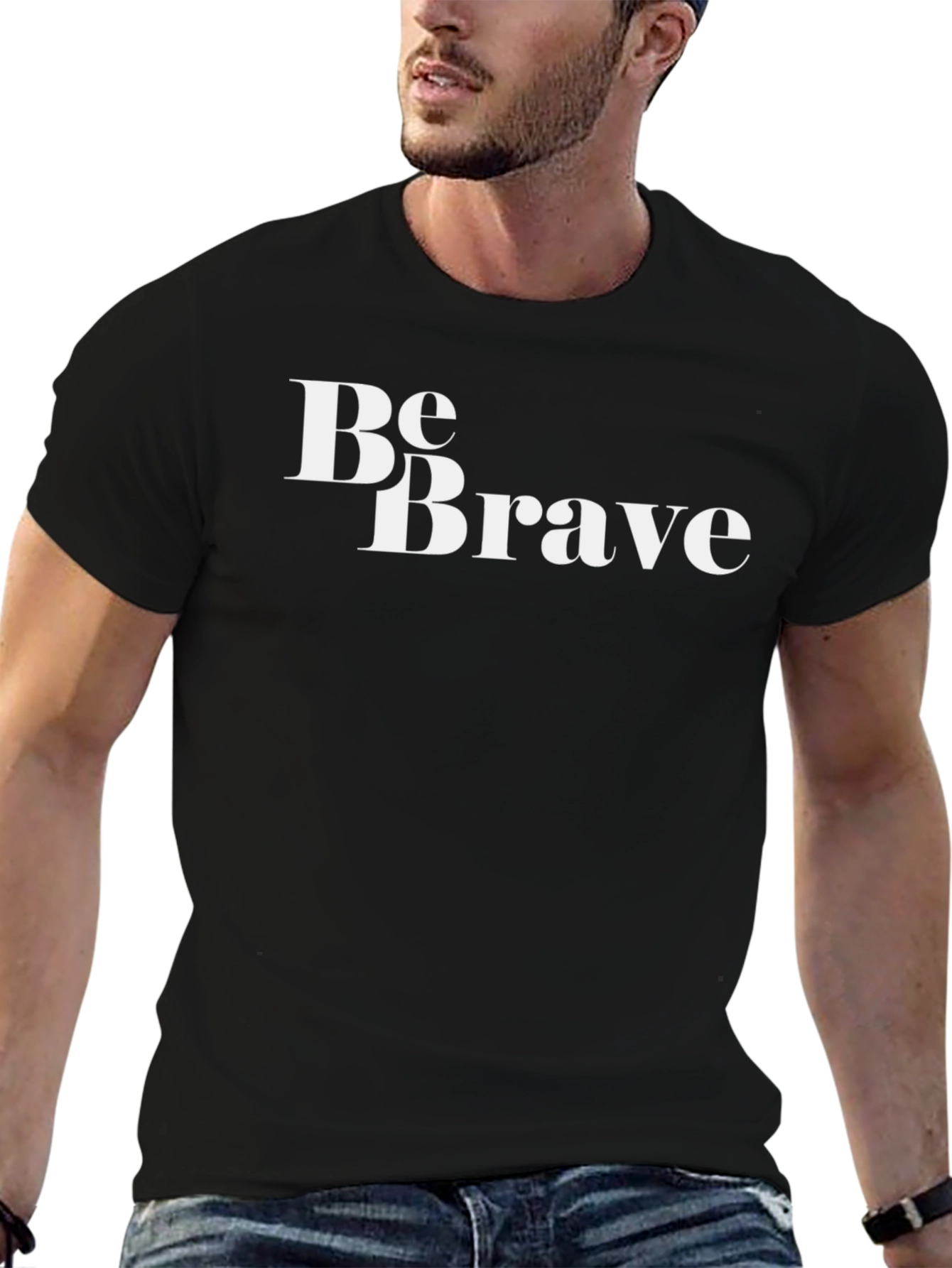 Be Brave Graphic T-Shirt - Black Crew Neck Tee