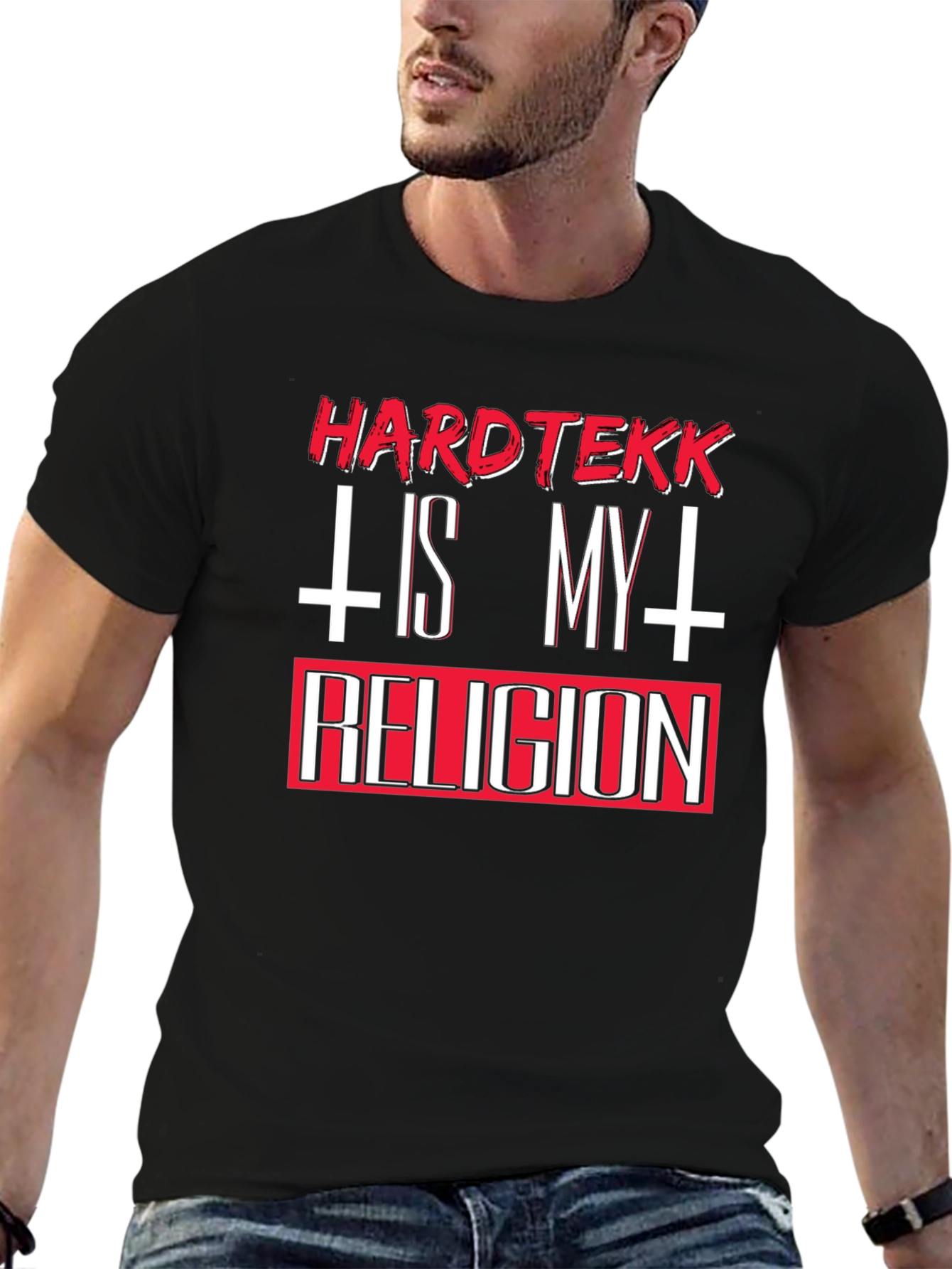 Hardtekk is My Religion Black Graphic T-Shirt