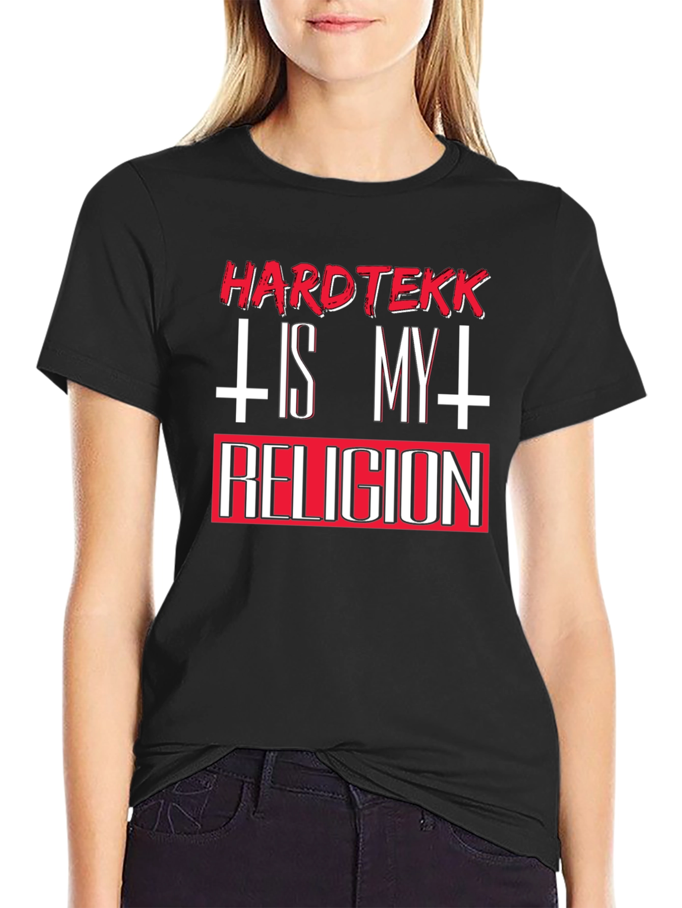 Hardtekk is My Religion Black Graphic T-Shirt