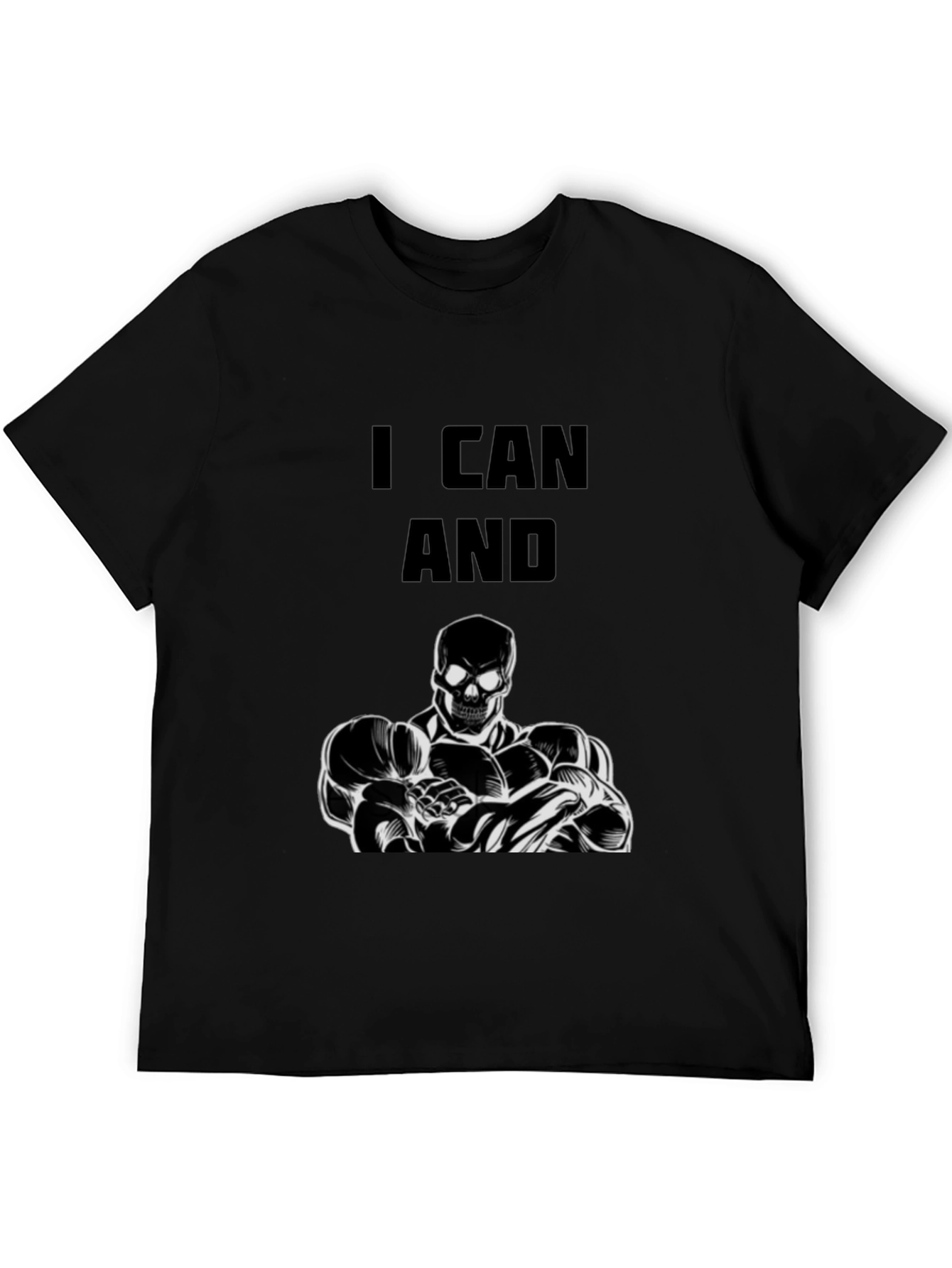 Skull Bodybuilder Black T-Shirt - I Can And...