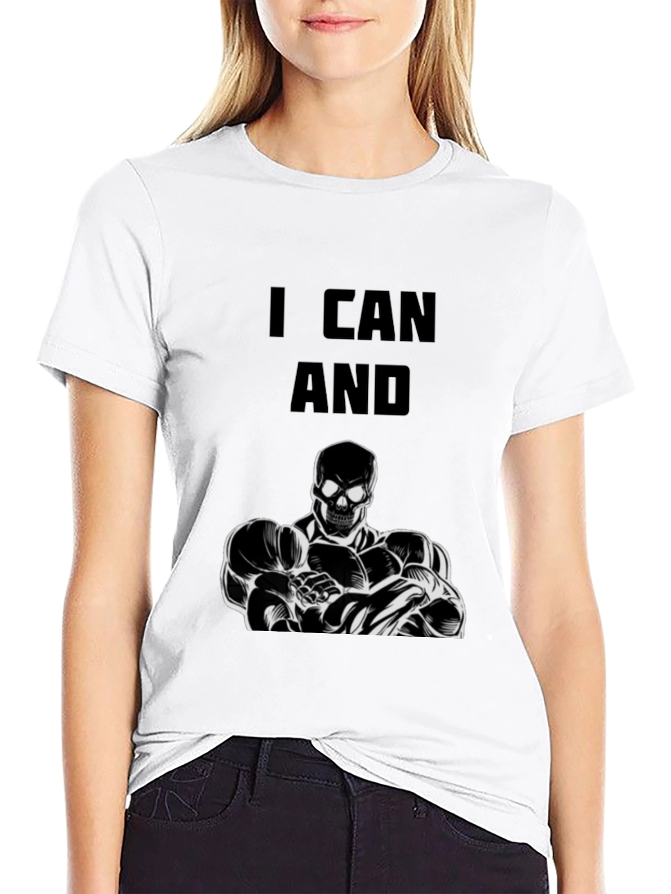 Skull Bodybuilder Black T-Shirt - I Can And...