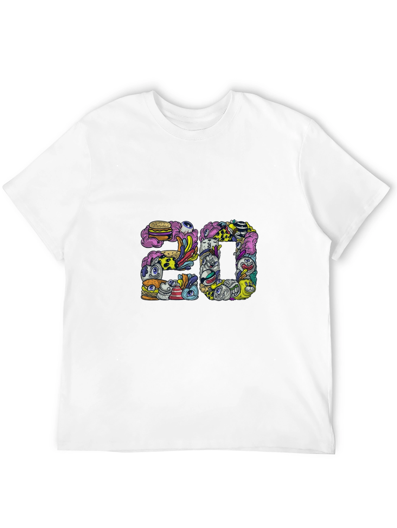 Mens Black Graphic Tee - 20 Doodle Art