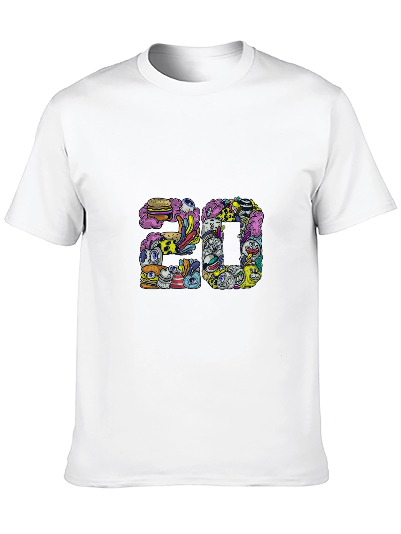 Mens Black Graphic Tee - 20 Doodle Art
