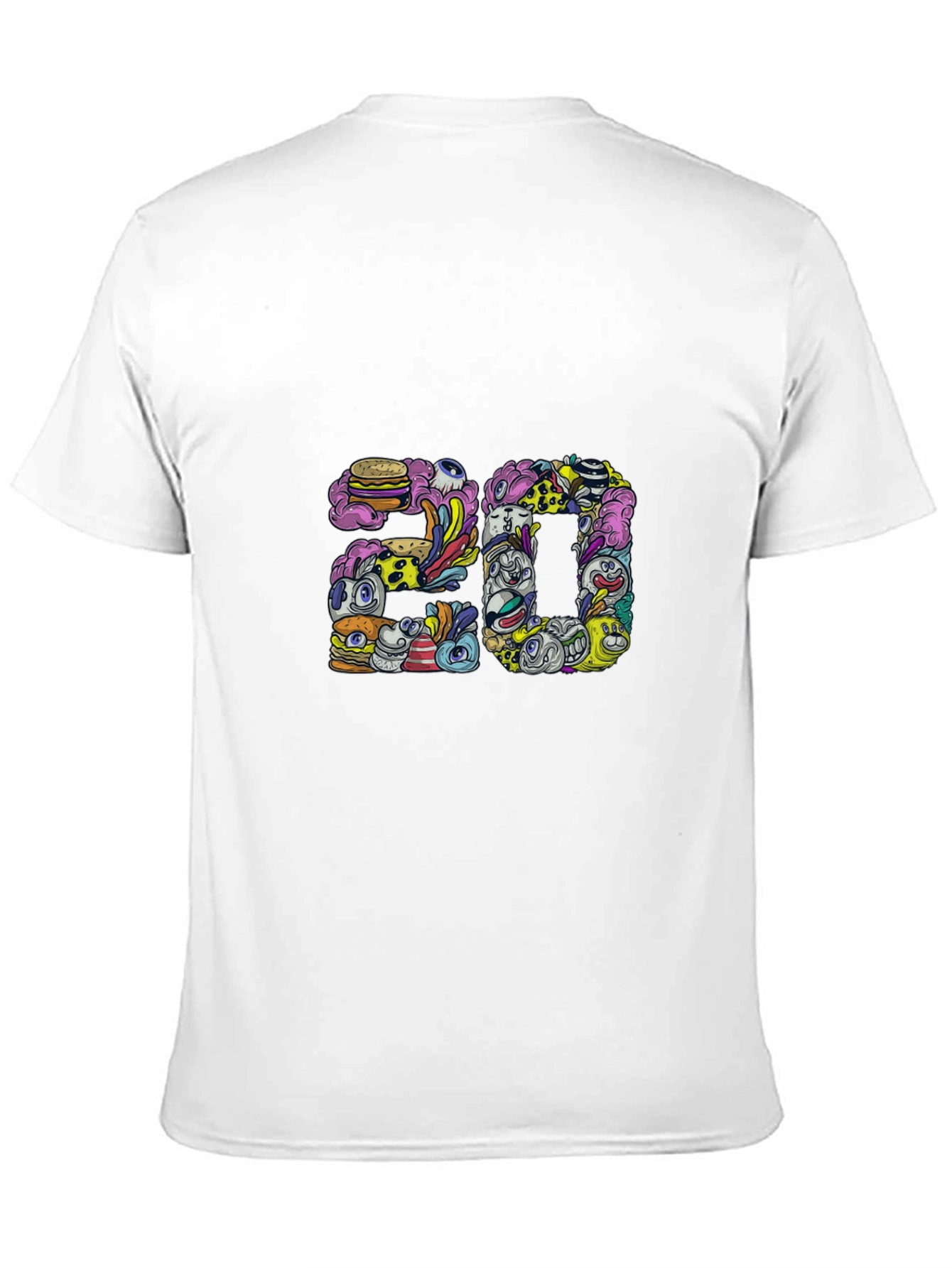 Mens Black Graphic Tee - 20 Doodle Art