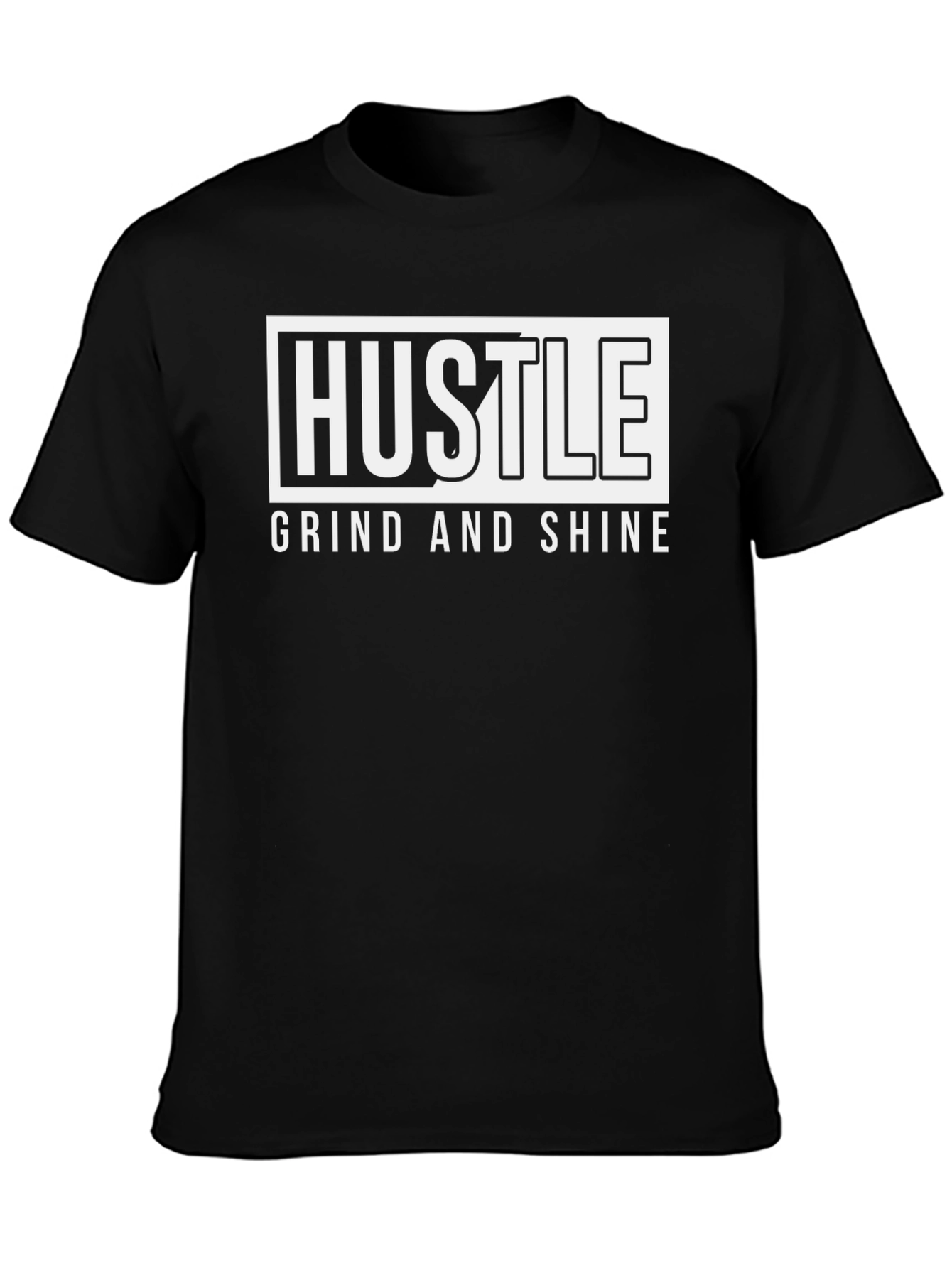 Hustle Grind and Shine Black Graphic Tee