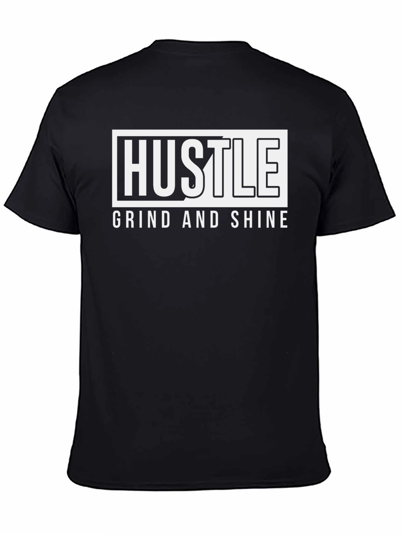 Hustle Grind and Shine Black Graphic Tee