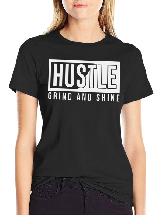Hustle Grind and Shine Black Graphic Tee