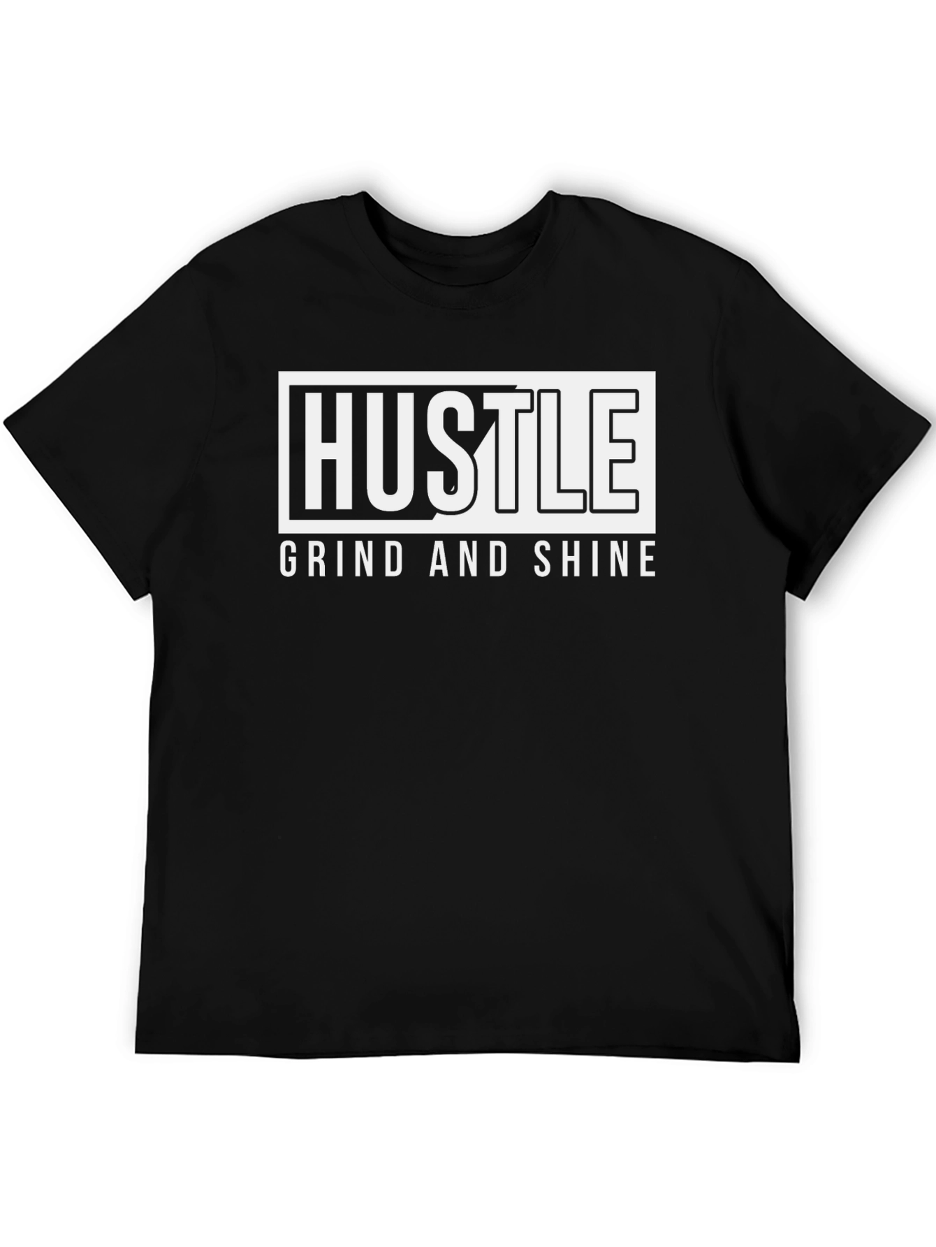 Hustle Grind and Shine Black Graphic Tee