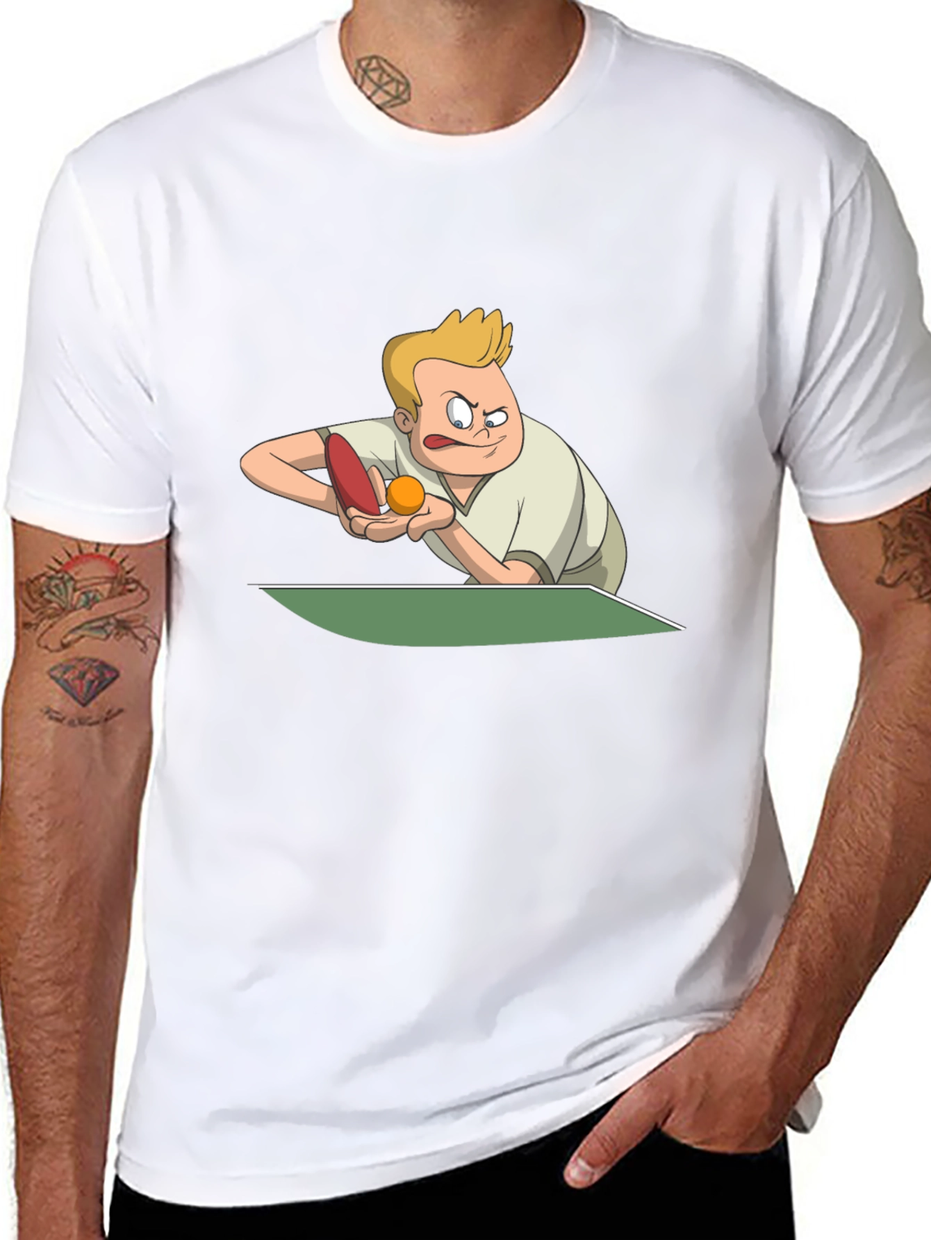 Funny Table Tennis Player Graphic T-Shirt