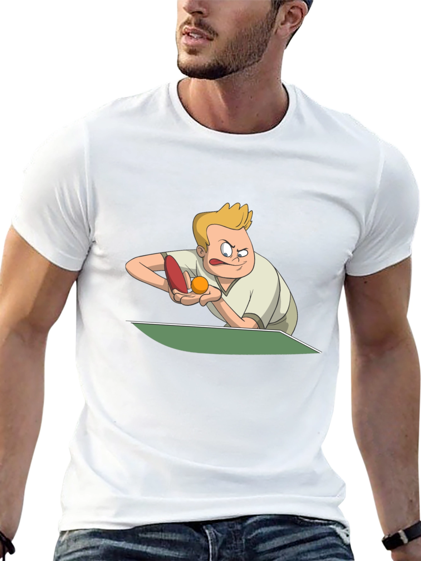Funny Table Tennis Player Graphic T-Shirt