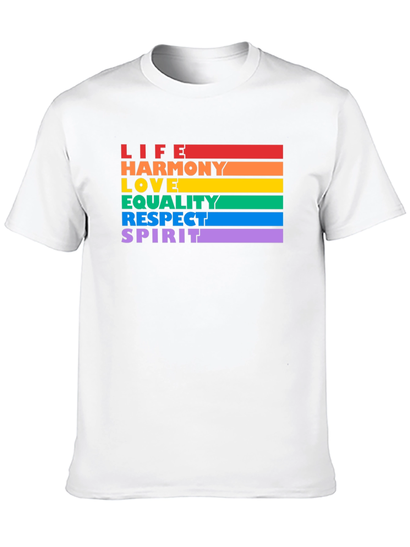 LGBTQ+ Pride T-Shirt - Life Harmony Love Equality Spirit