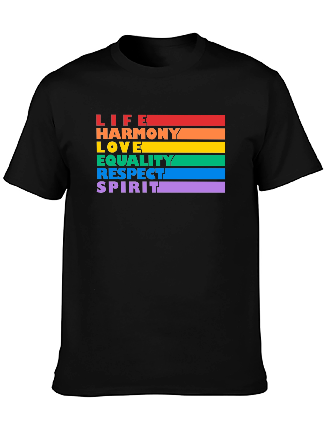 LGBTQ+ Pride T-Shirt - Life Harmony Love Equality Spirit
