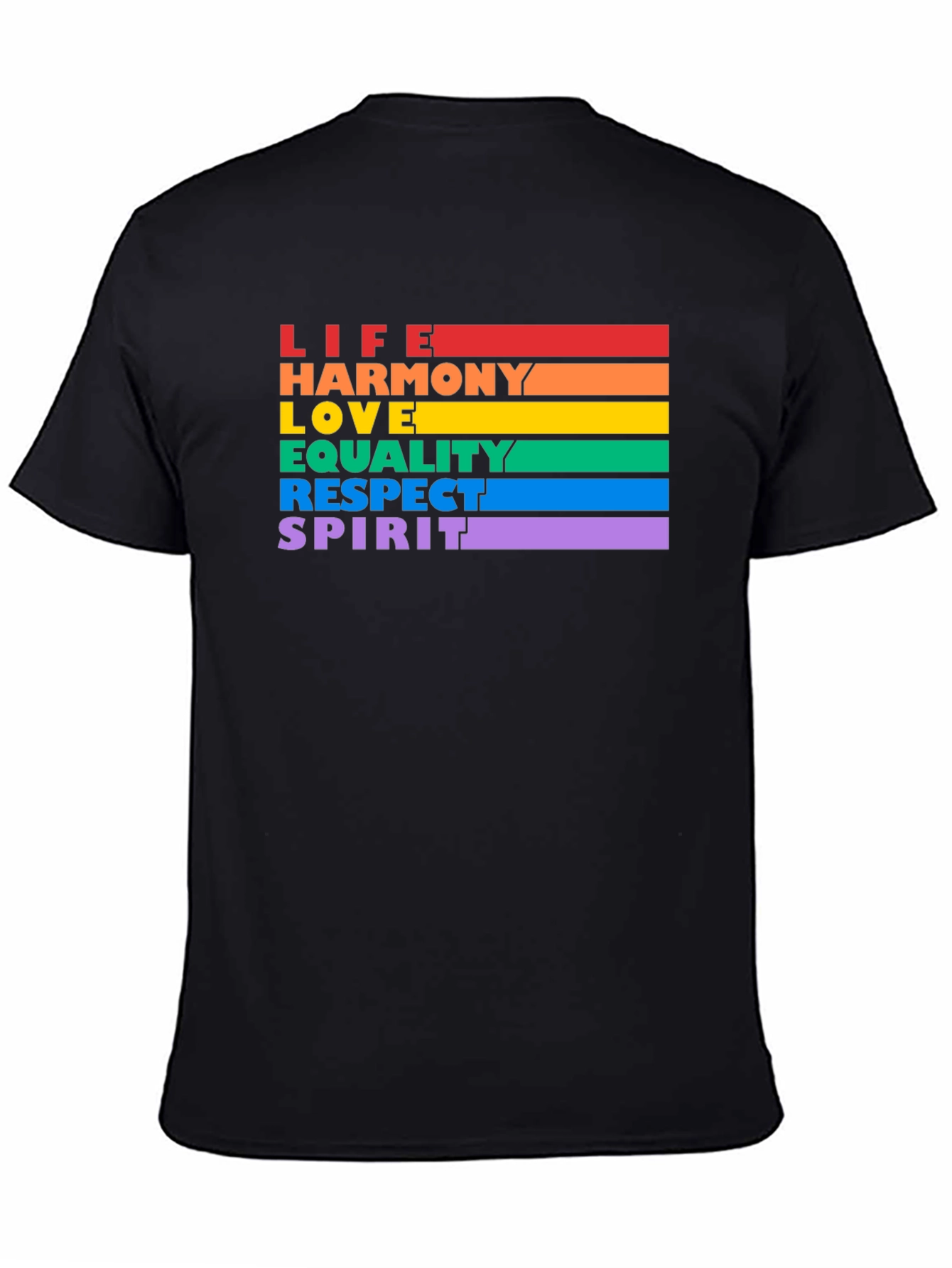 LGBTQ+ Pride T-Shirt - Life Harmony Love Equality Spirit