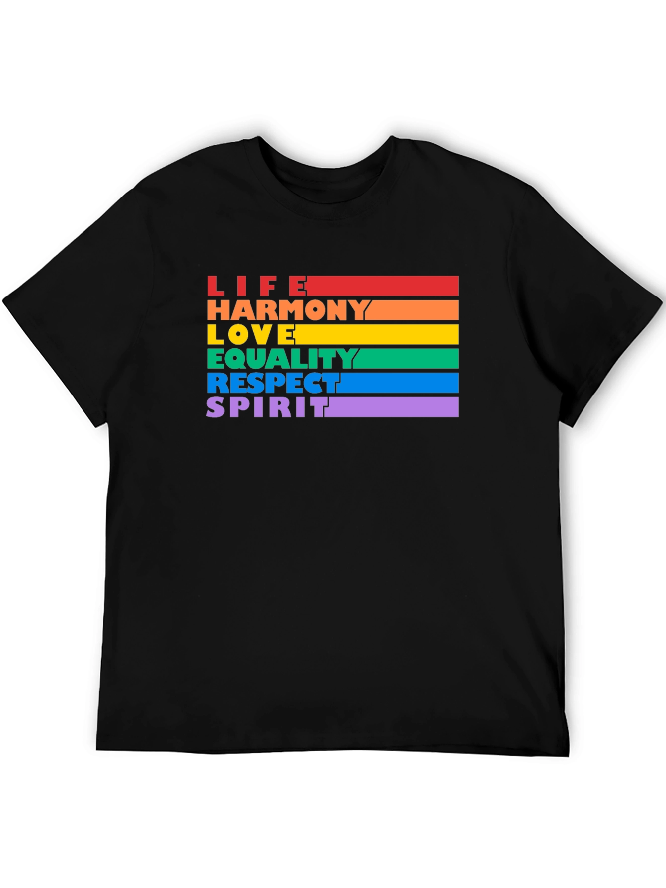 LGBTQ+ Pride T-Shirt - Life Harmony Love Equality Spirit