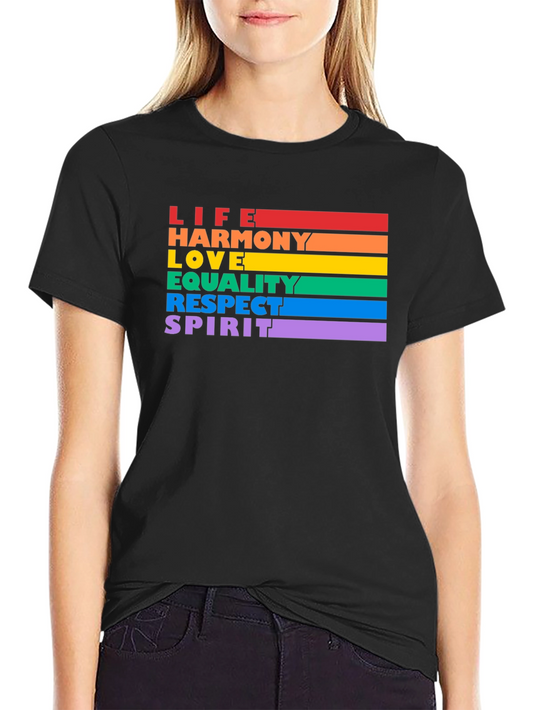 LGBTQ+ Pride T-Shirt - Life Harmony Love Equality Spirit