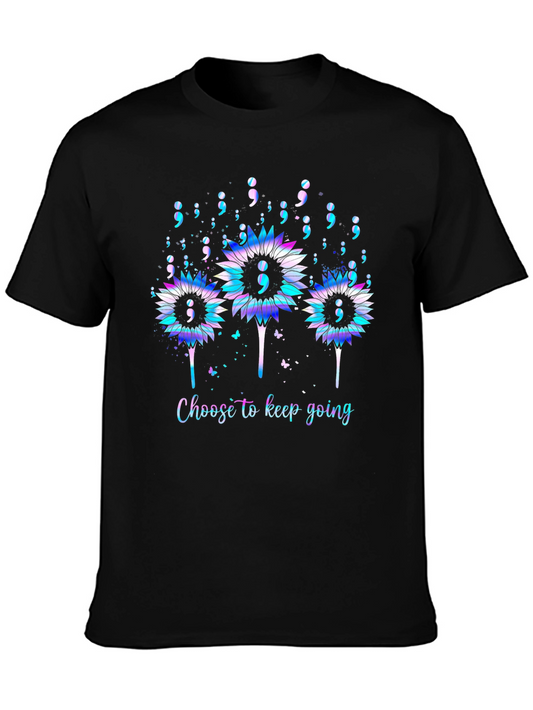 Semicolon Sunflower Tee - Choose to Keep Going