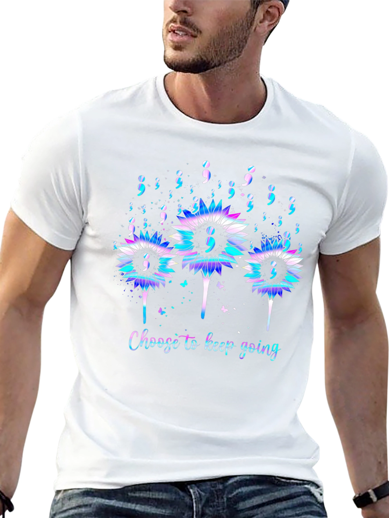 Semicolon Sunflower Tee - Choose to Keep Going