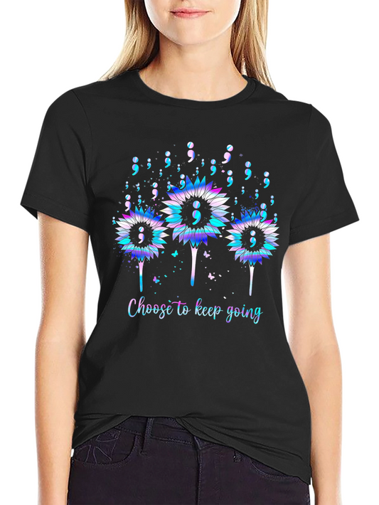 Semicolon Sunflower Tee - Choose to Keep Going
