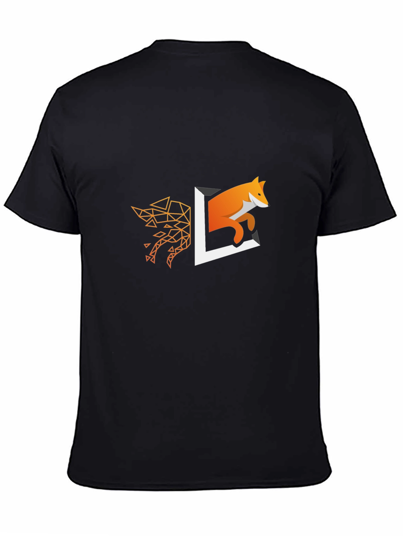Geometric Fox Design Black T-Shirt