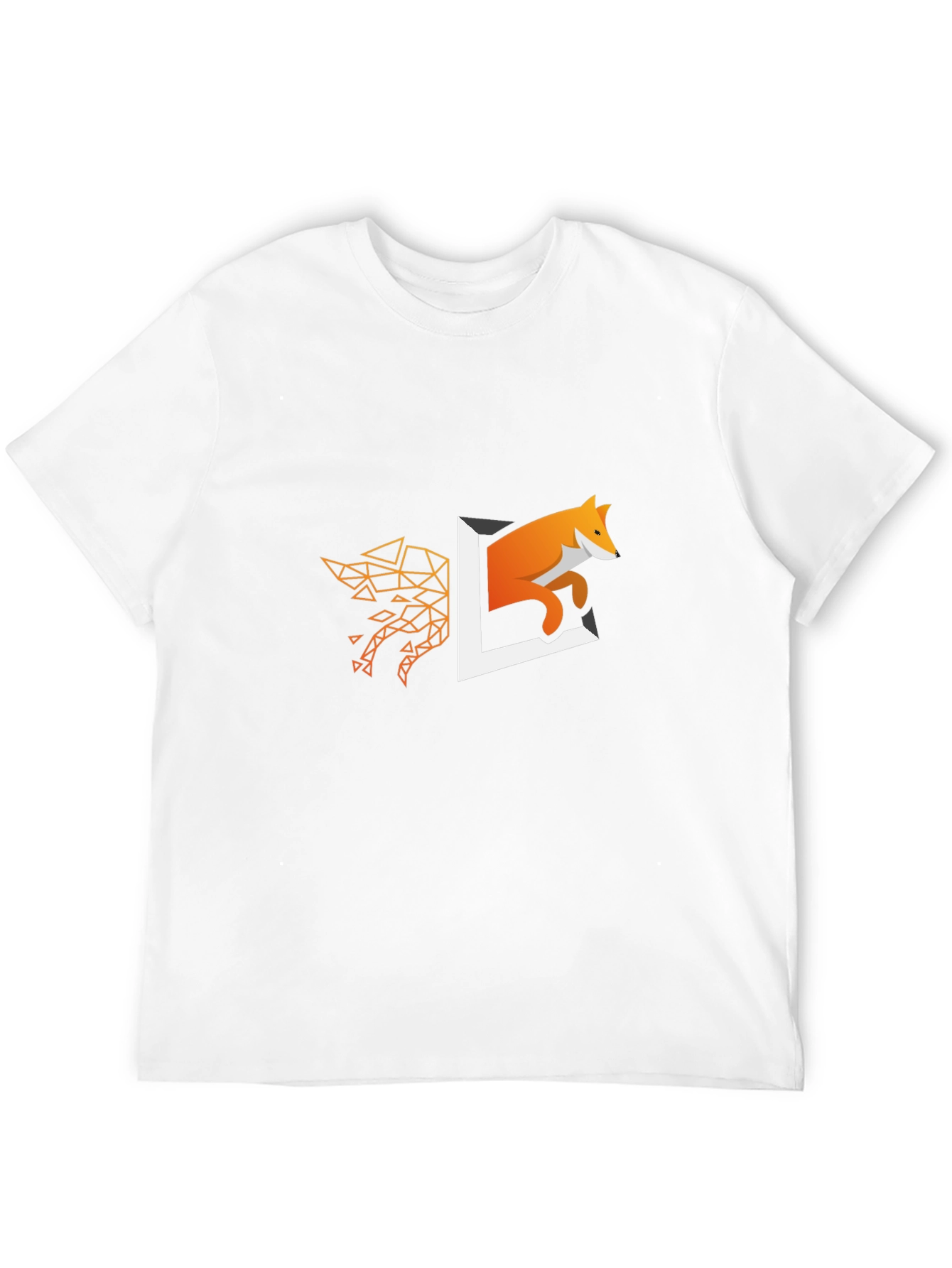 Geometric Fox Design Black T-Shirt