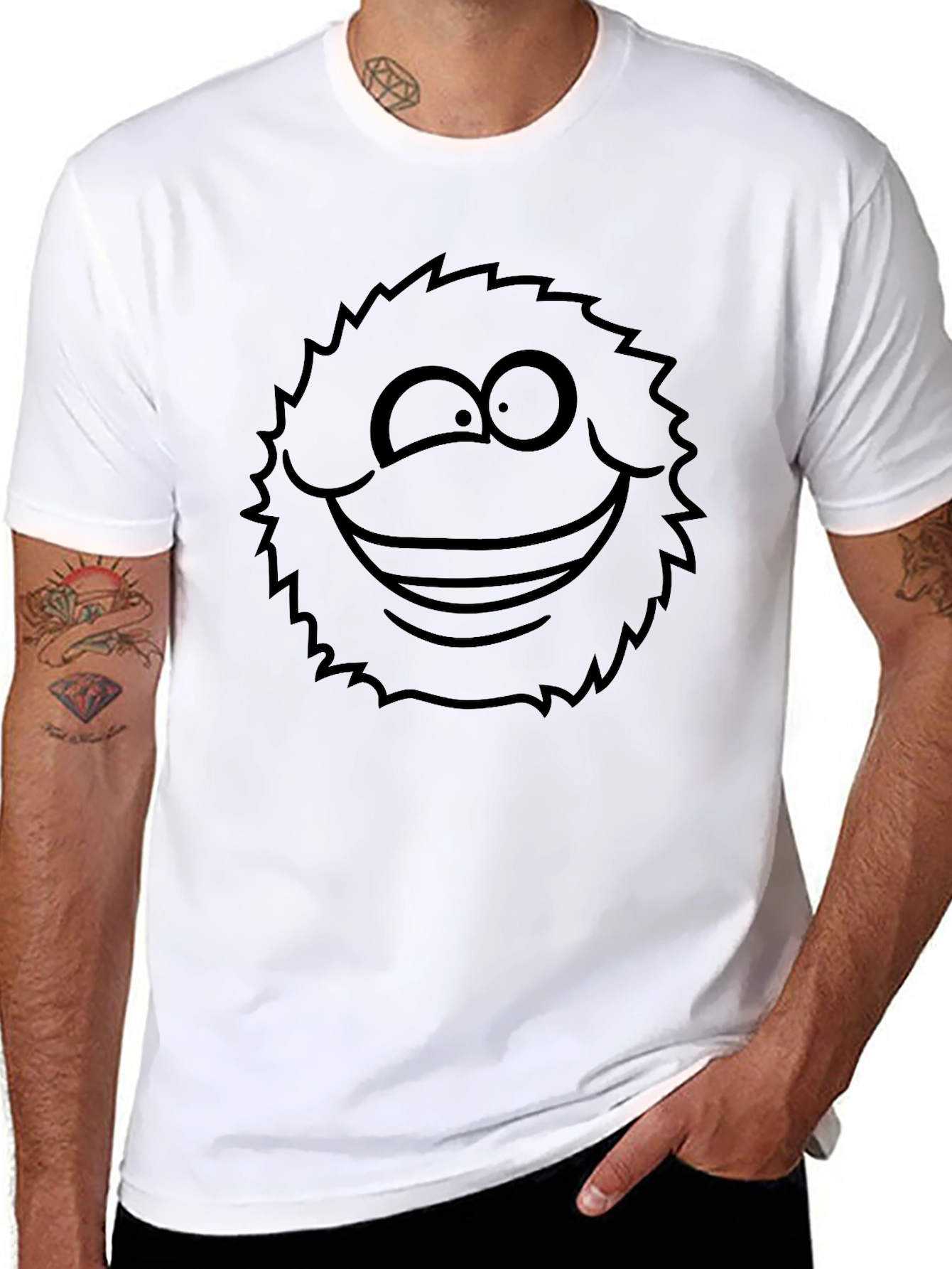 Winking Smiley Face Graphic Tee - Soft Black T-Shirt