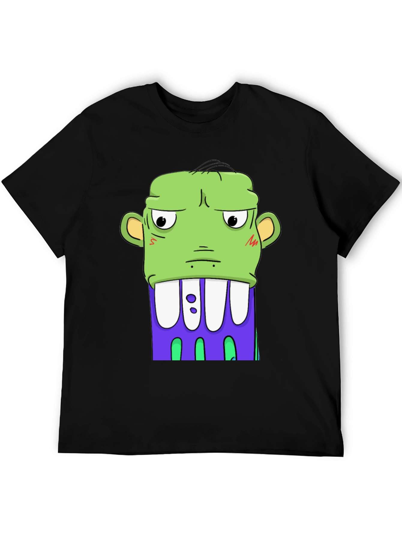 Cartoon Monster Graphic Tee - Bold Black Shirt