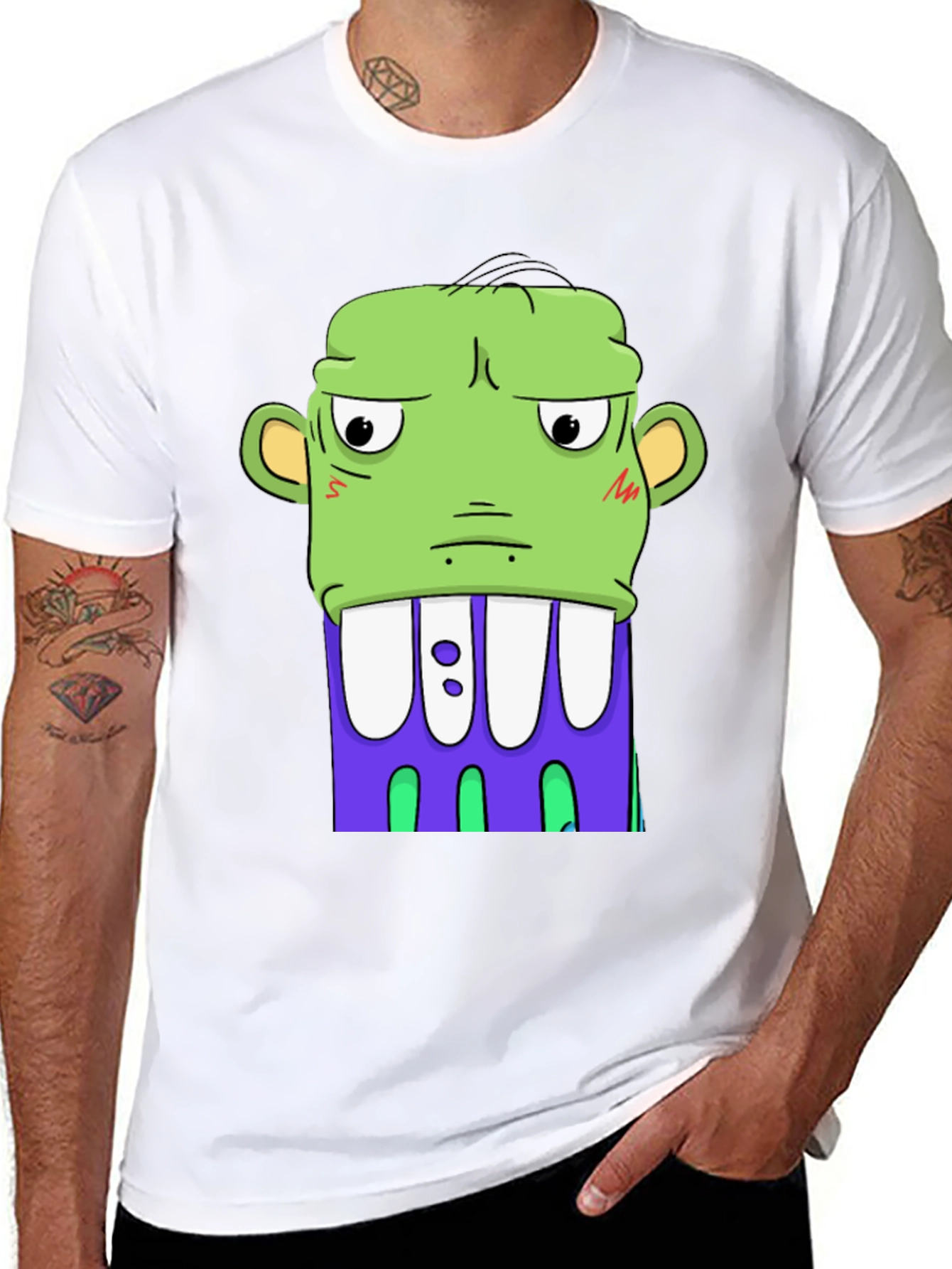 Cartoon Monster Graphic Tee - Bold Black Shirt