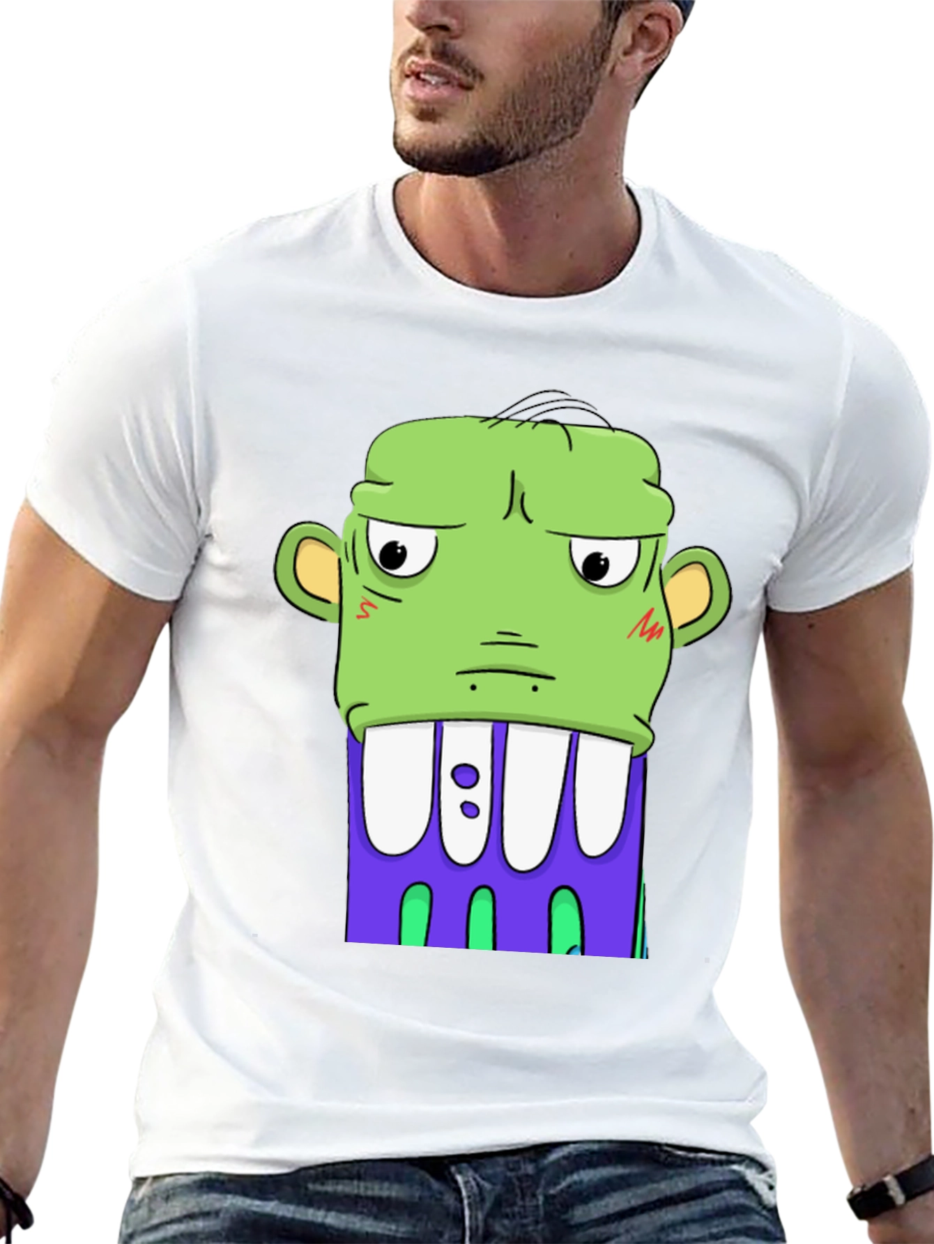 Cartoon Monster Graphic Tee - Bold Black Shirt