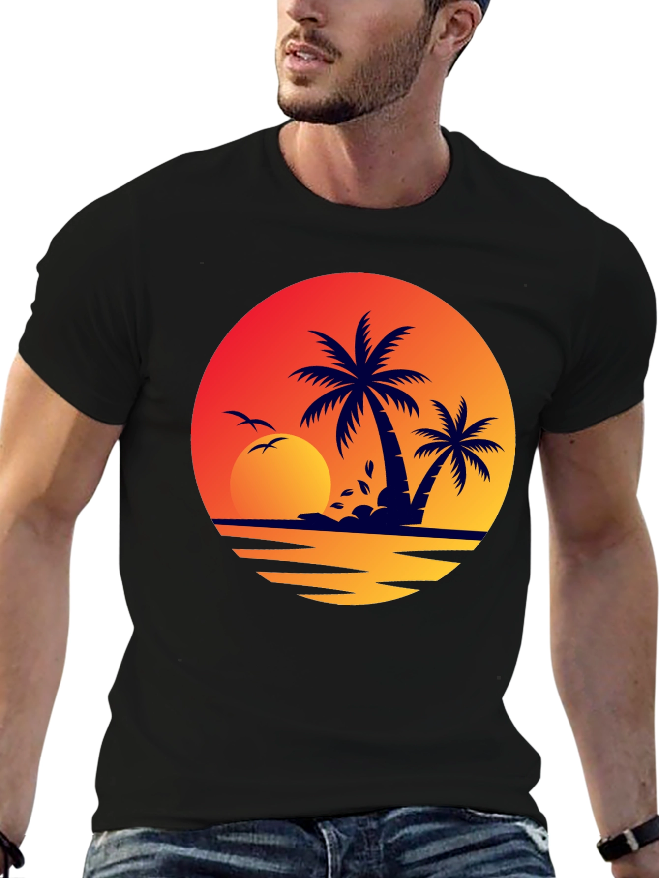 Sunset Palm Tree Graphic Tee