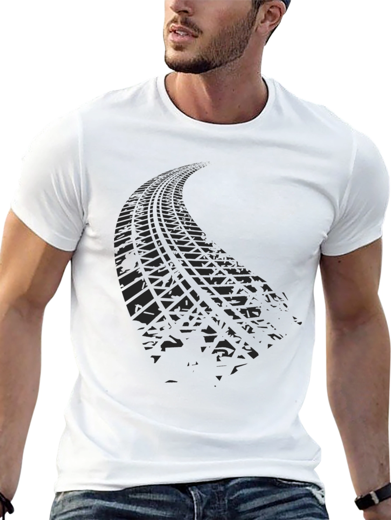 Tire Track Graphic Tee - Mens Black Casual Shirt