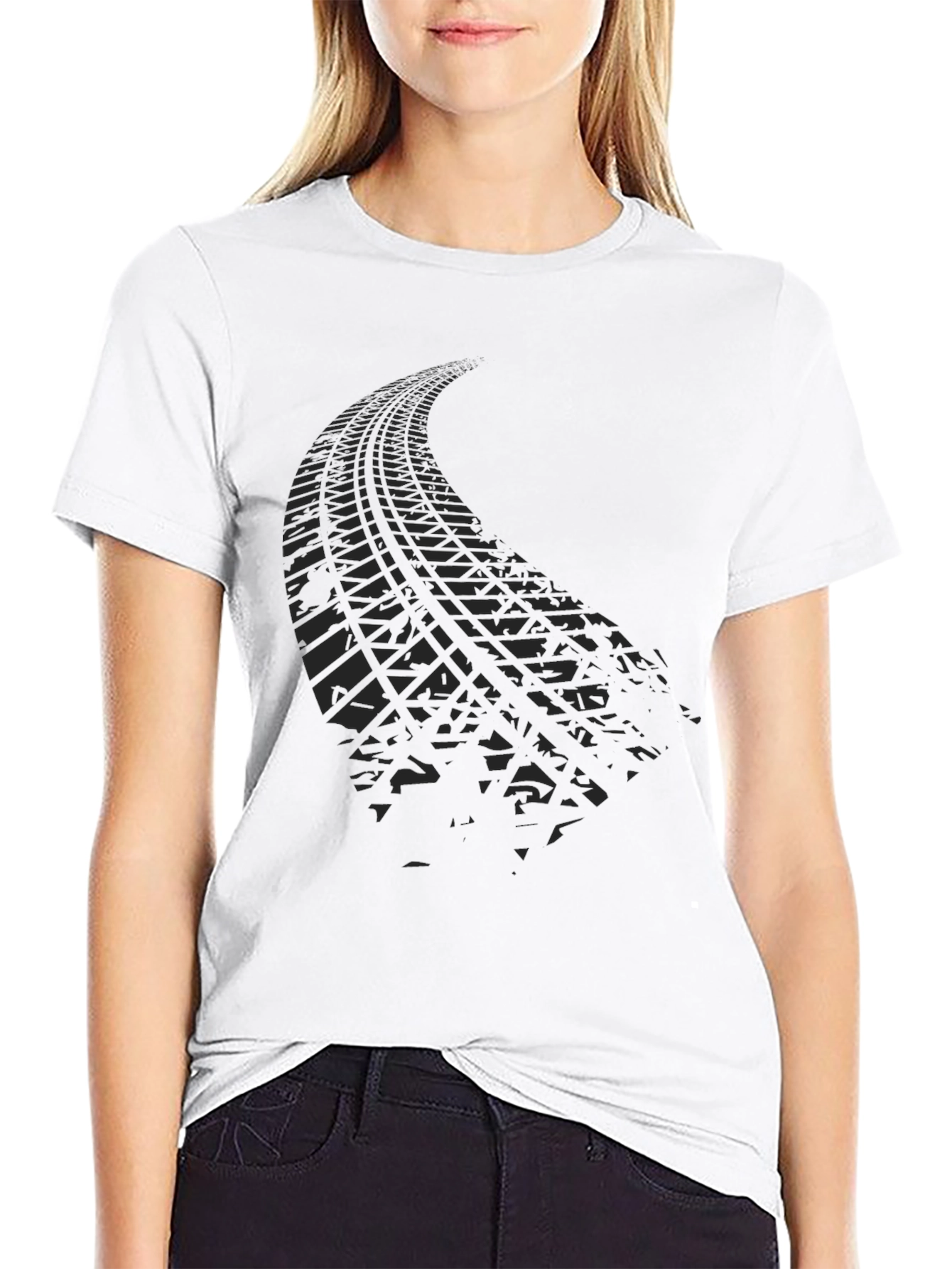Tire Track Graphic Tee - Mens Black Casual Shirt