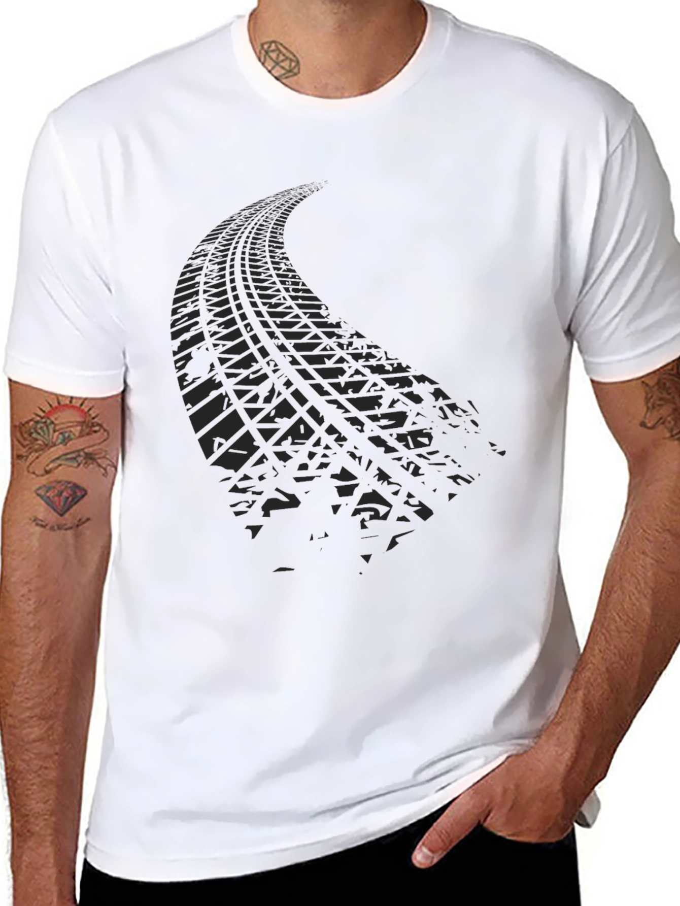 Tire Track Graphic Tee - Mens Black Casual Shirt