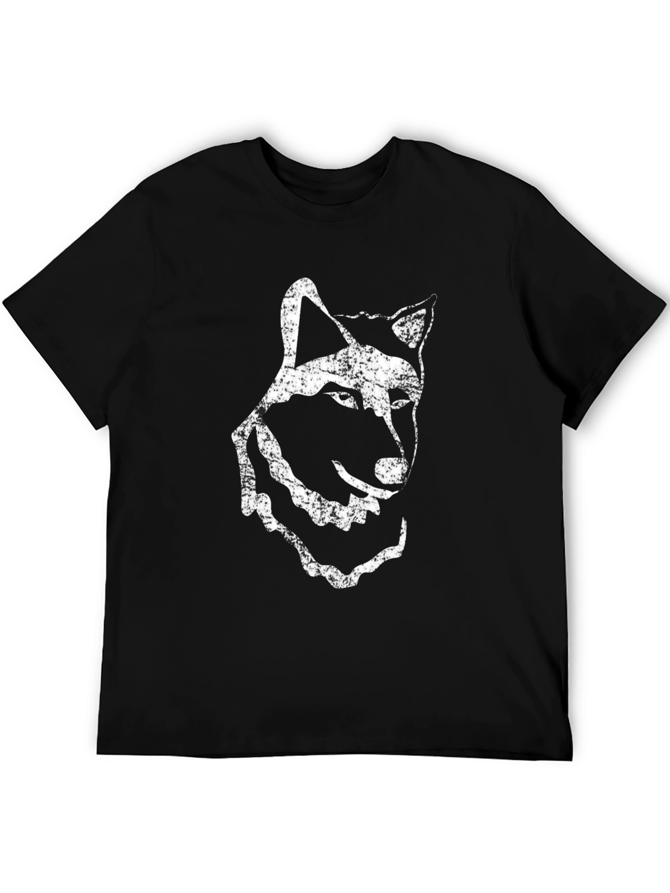 Distressed Wolf Graphic T-Shirt - Black
