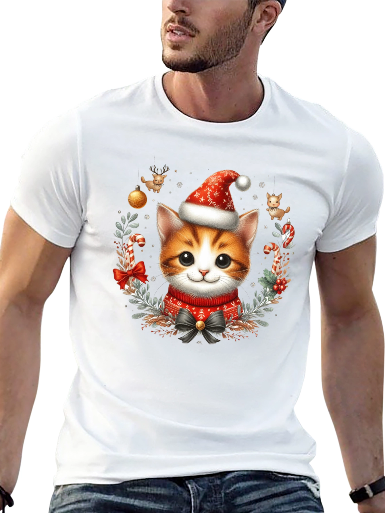Festive Kitten Christmas T-Shirt
