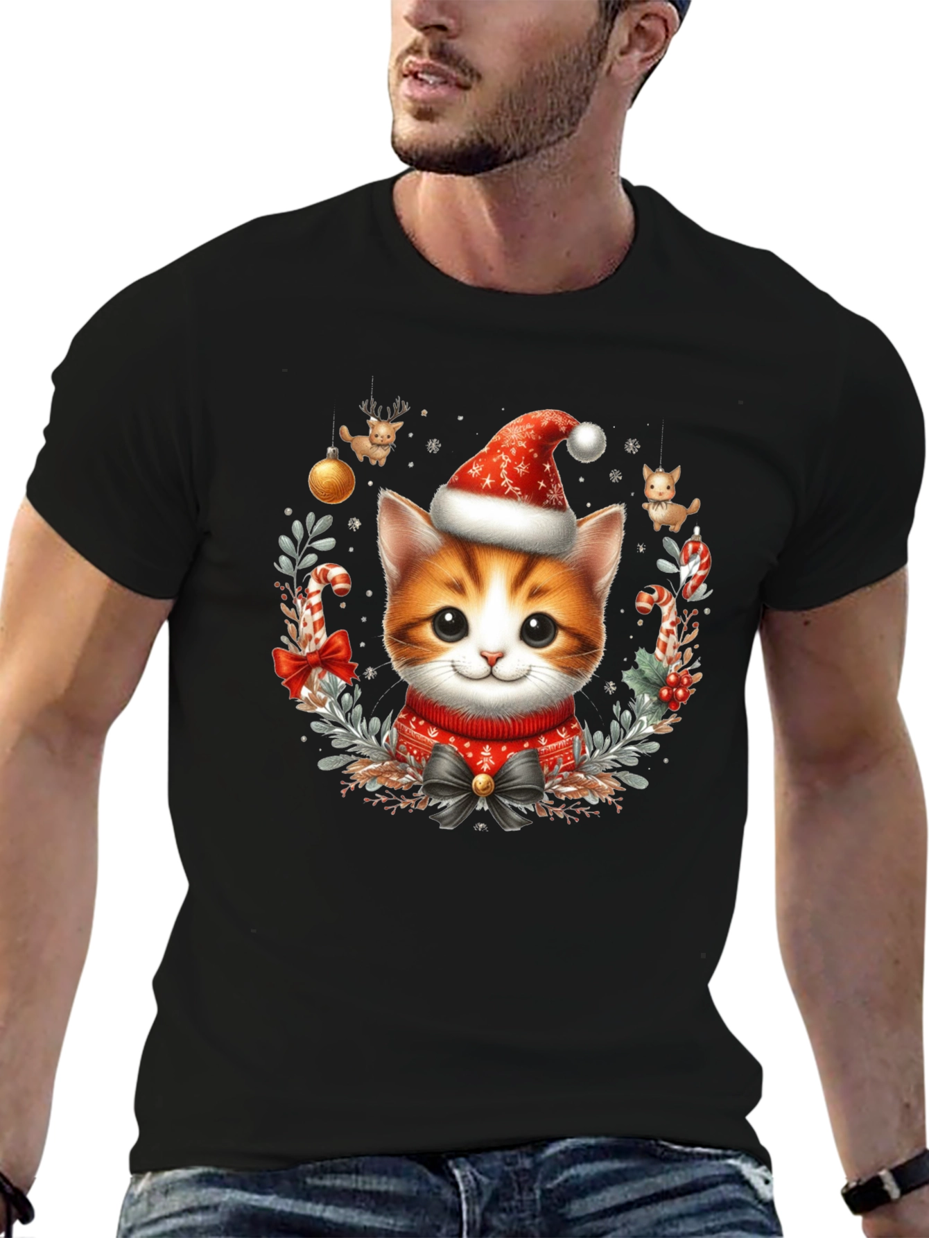 Festive Kitten Christmas T-Shirt