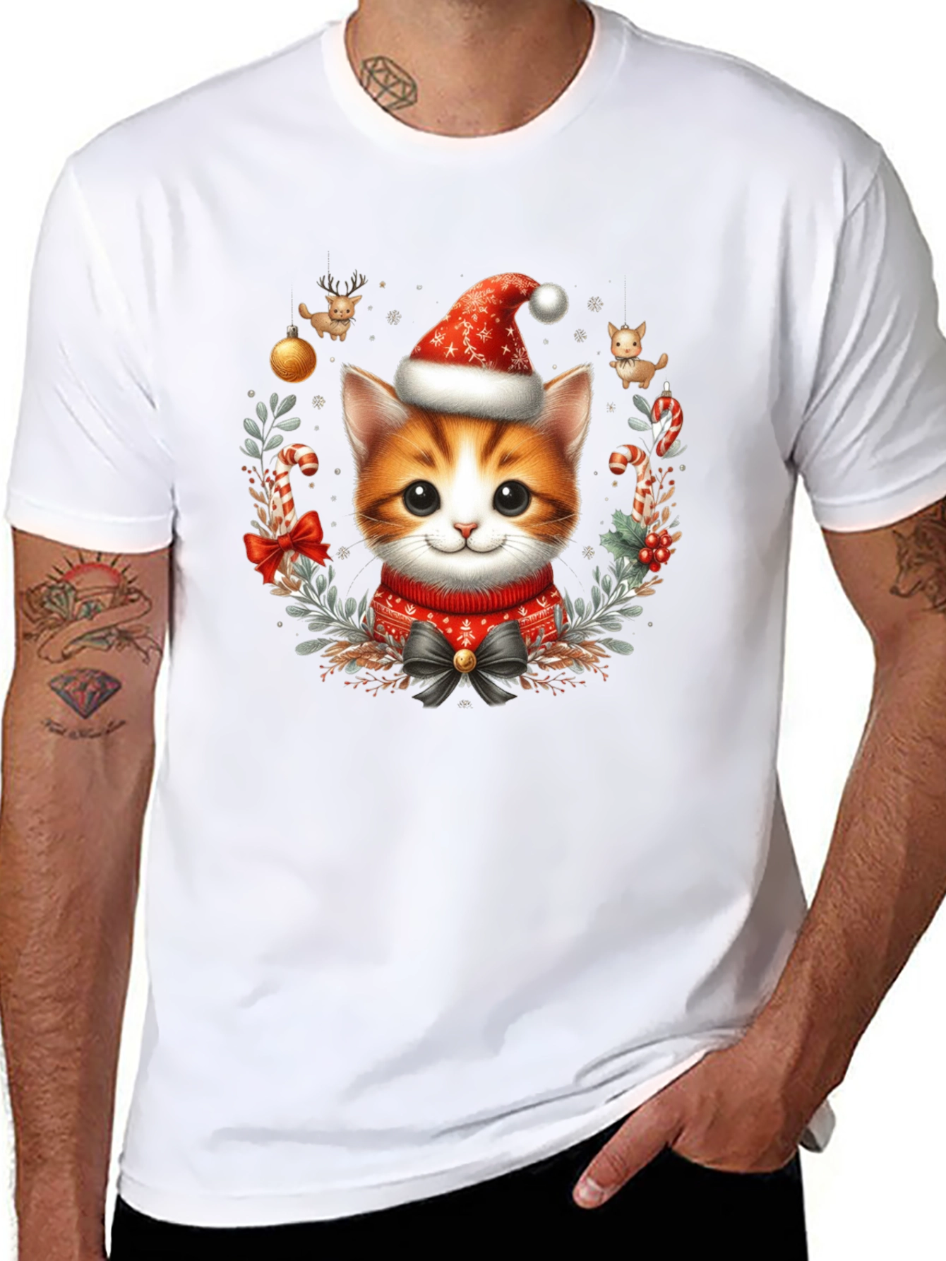 Festive Kitten Christmas T-Shirt