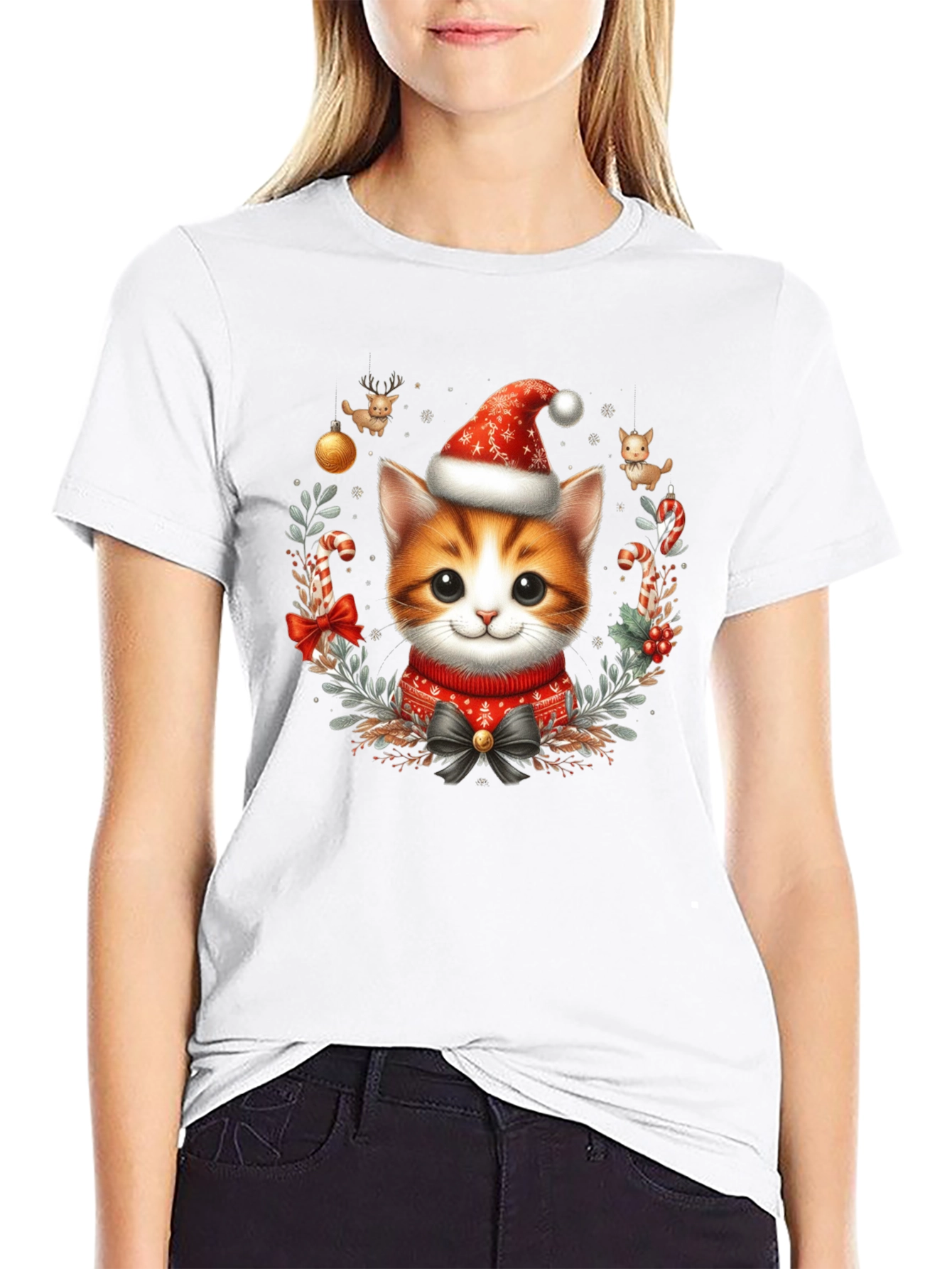Festive Kitten Christmas T-Shirt