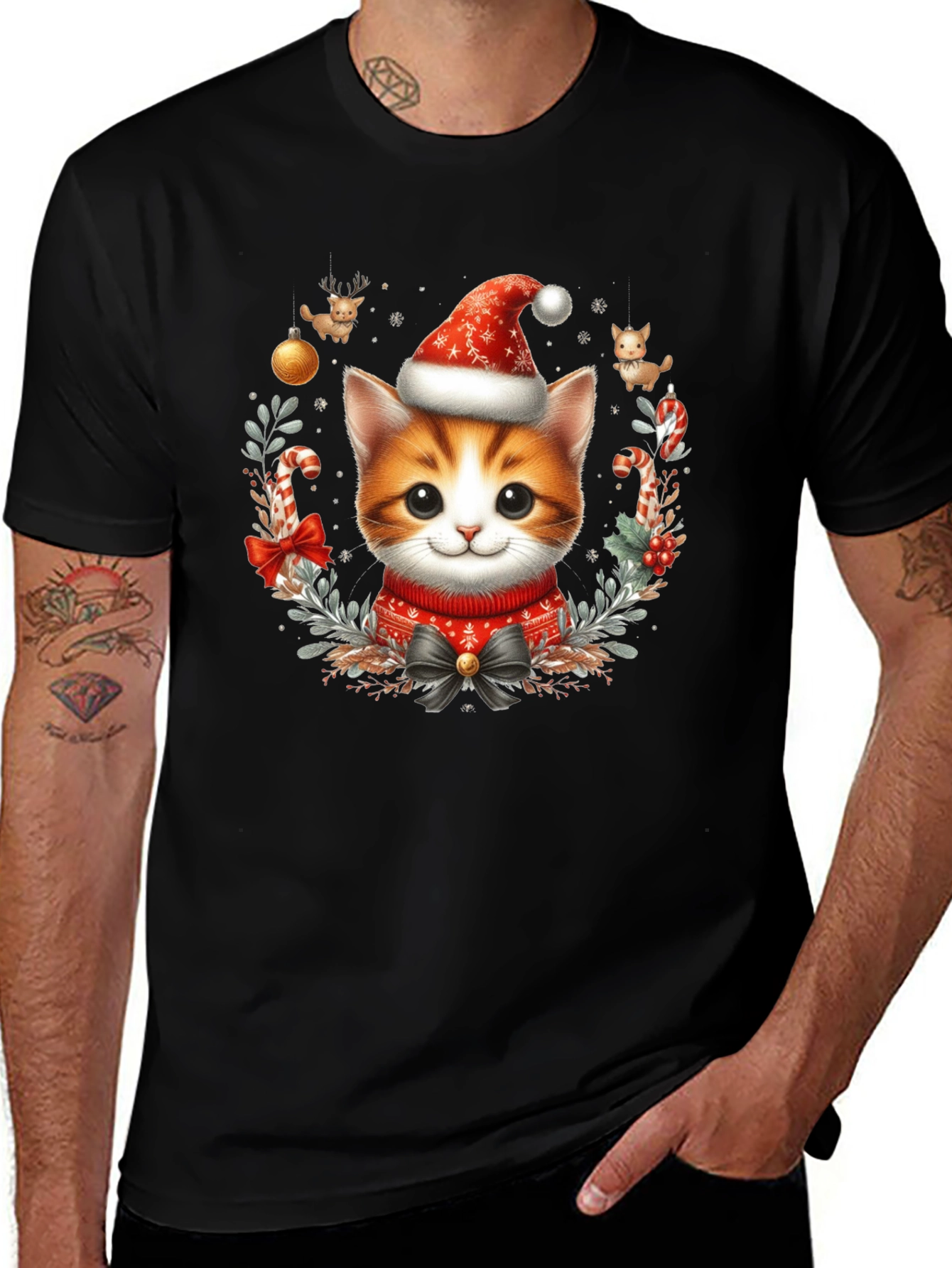 Festive Kitten Christmas T-Shirt